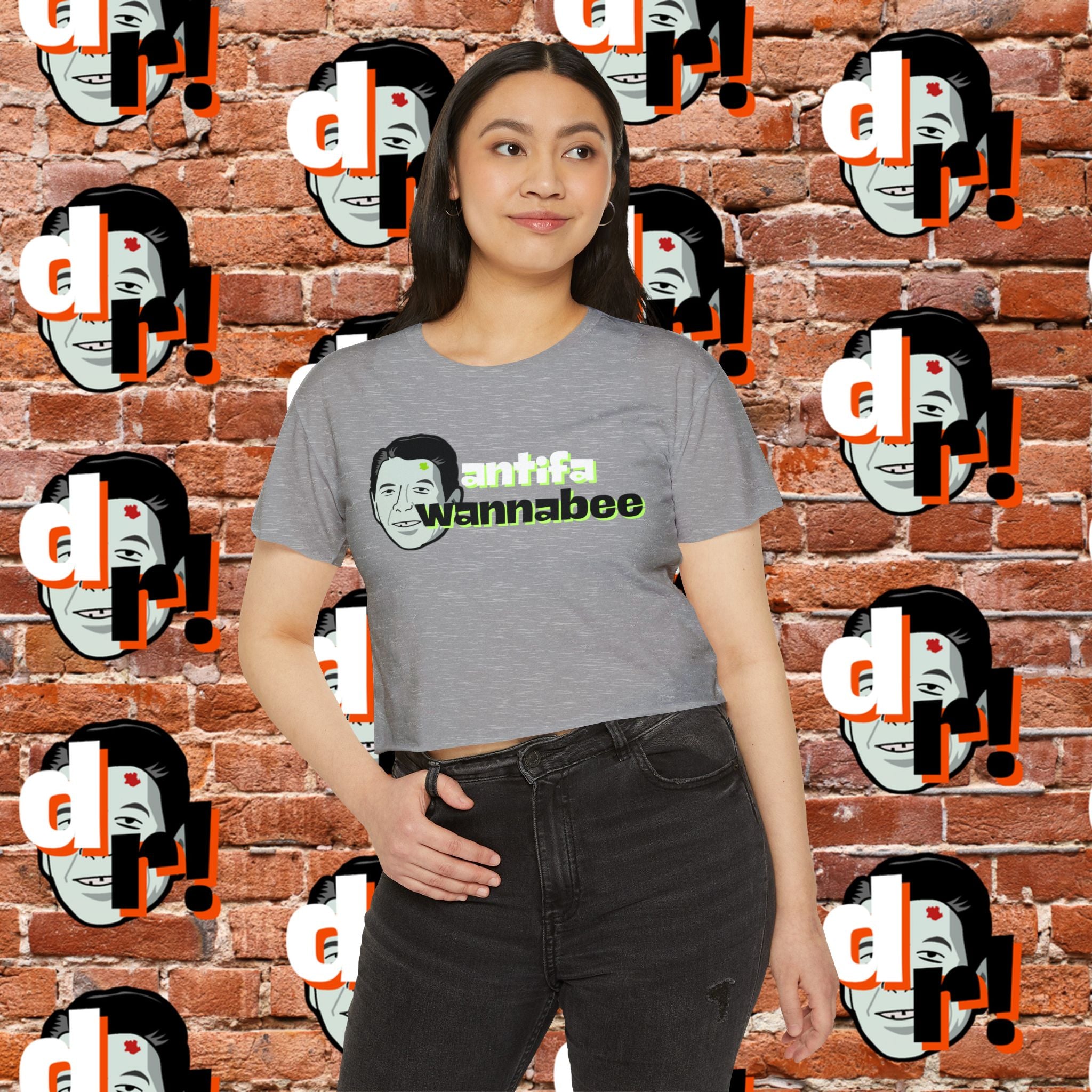 Antifa Wannabee Festival Crop Top (Lime Letter)