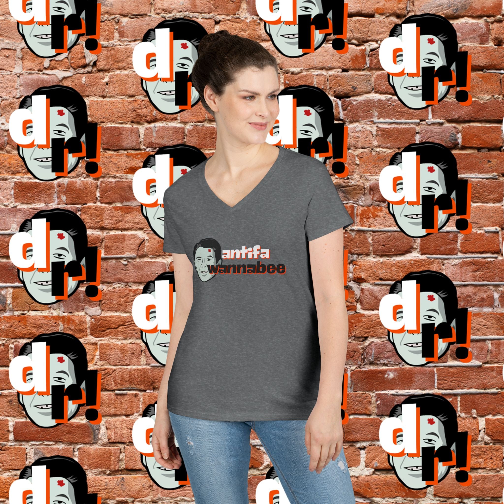 Antifa Wannabee Ladies' V-Neck T-Shirt