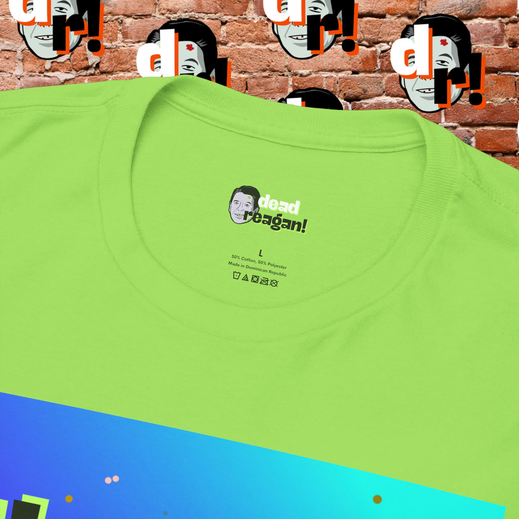 Savage Dead Reagan Graphic Tee Teal and Pink Gradient