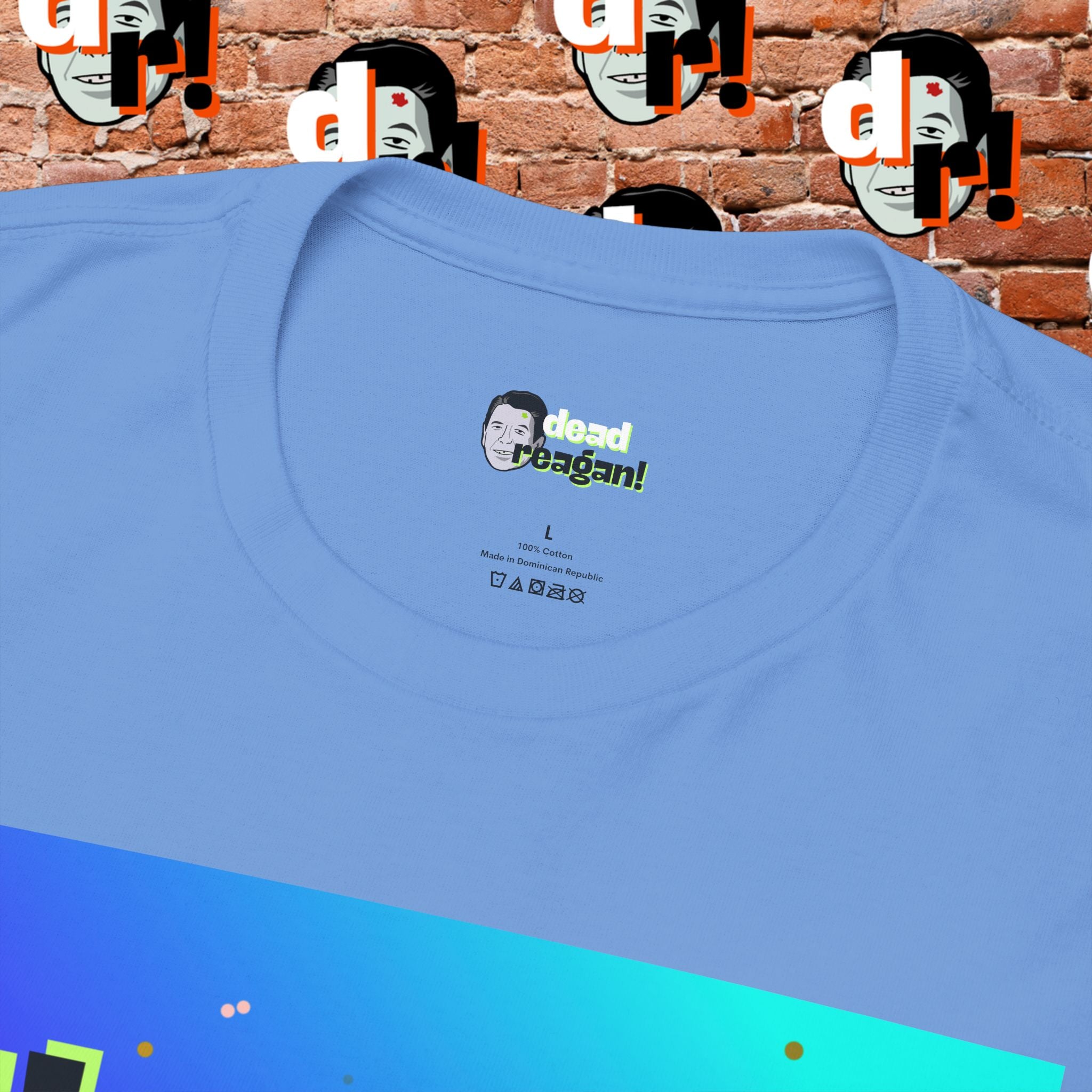 Savage Dead Reagan Graphic Tee Teal and Pink Gradient