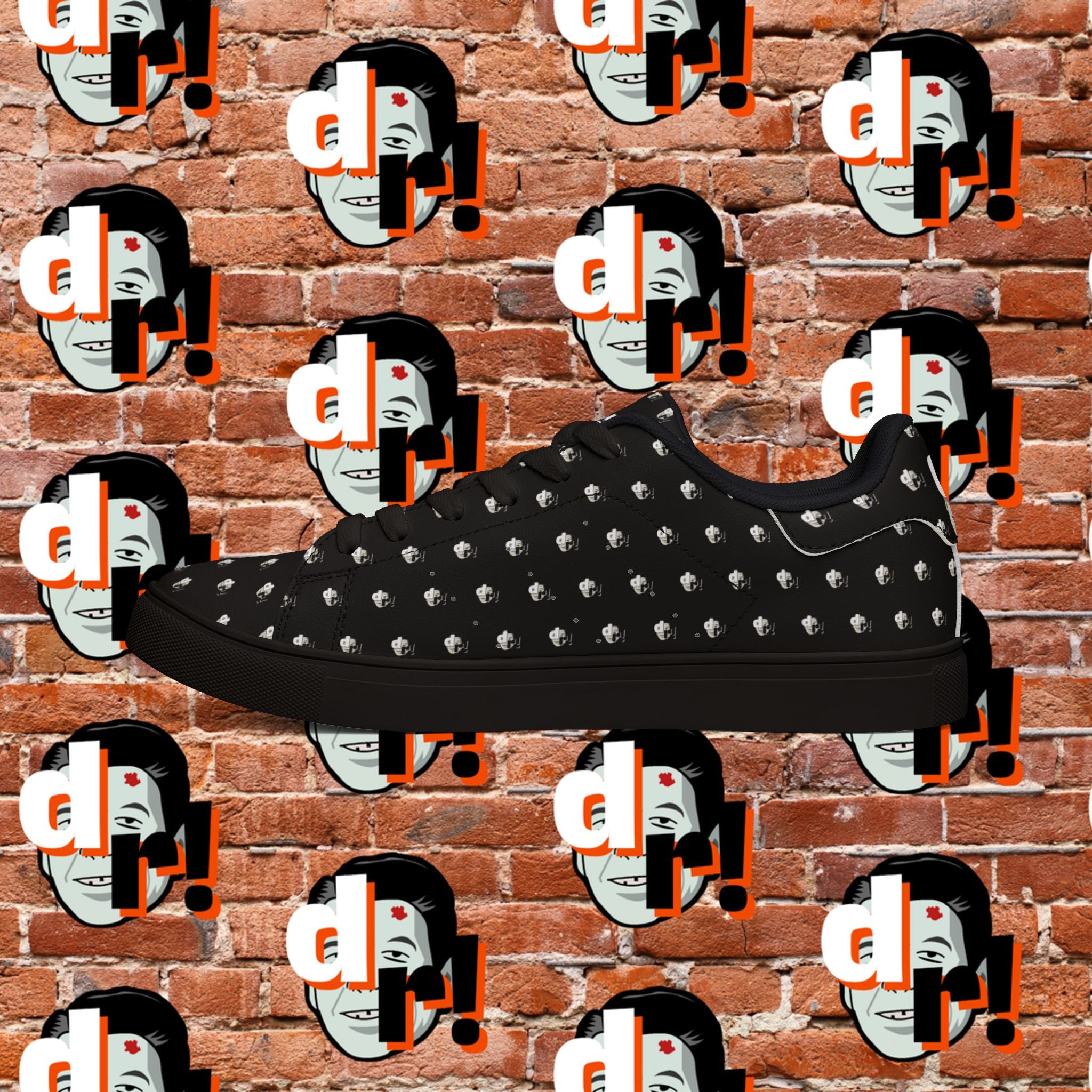 Dead Reagan Monogram All Over (Black) Men's Low-Top Pleather Sneakers