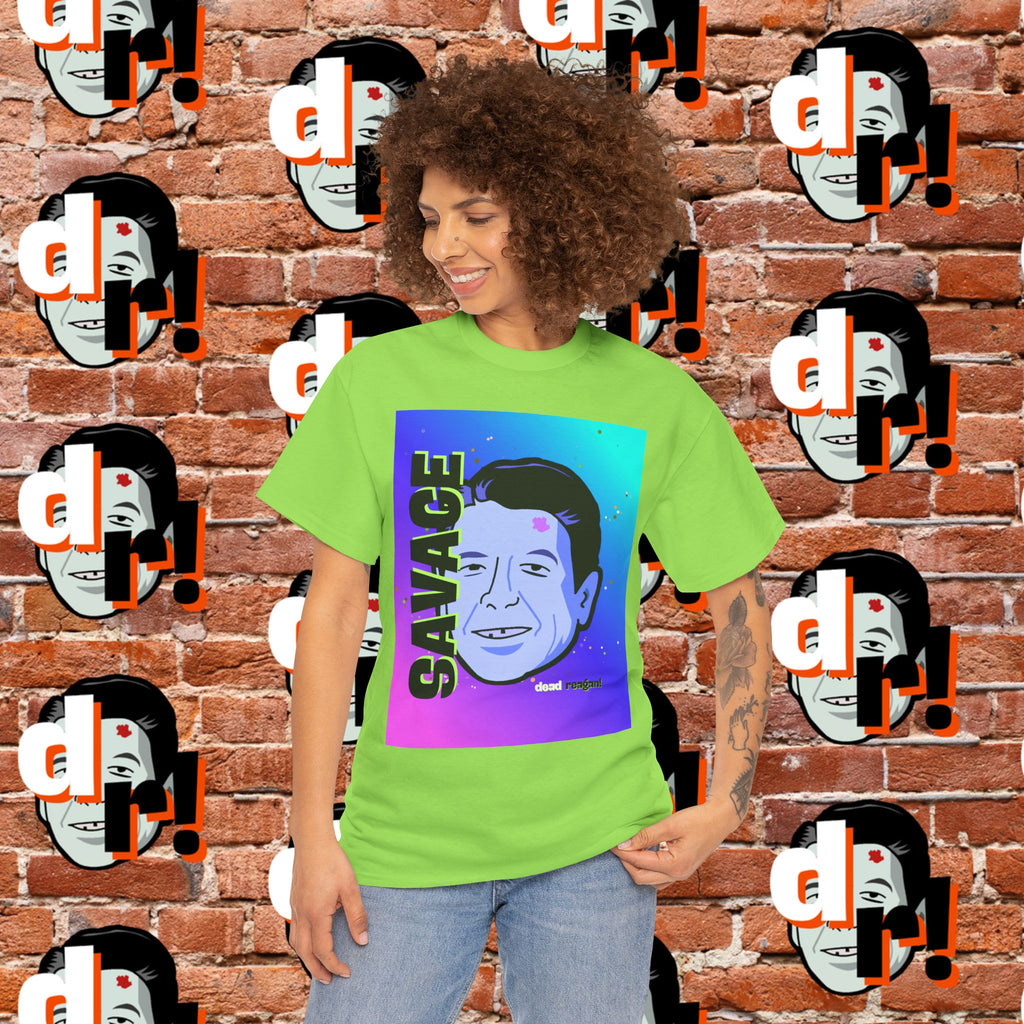 Savage Dead Reagan Graphic Tee Teal and Pink Gradient