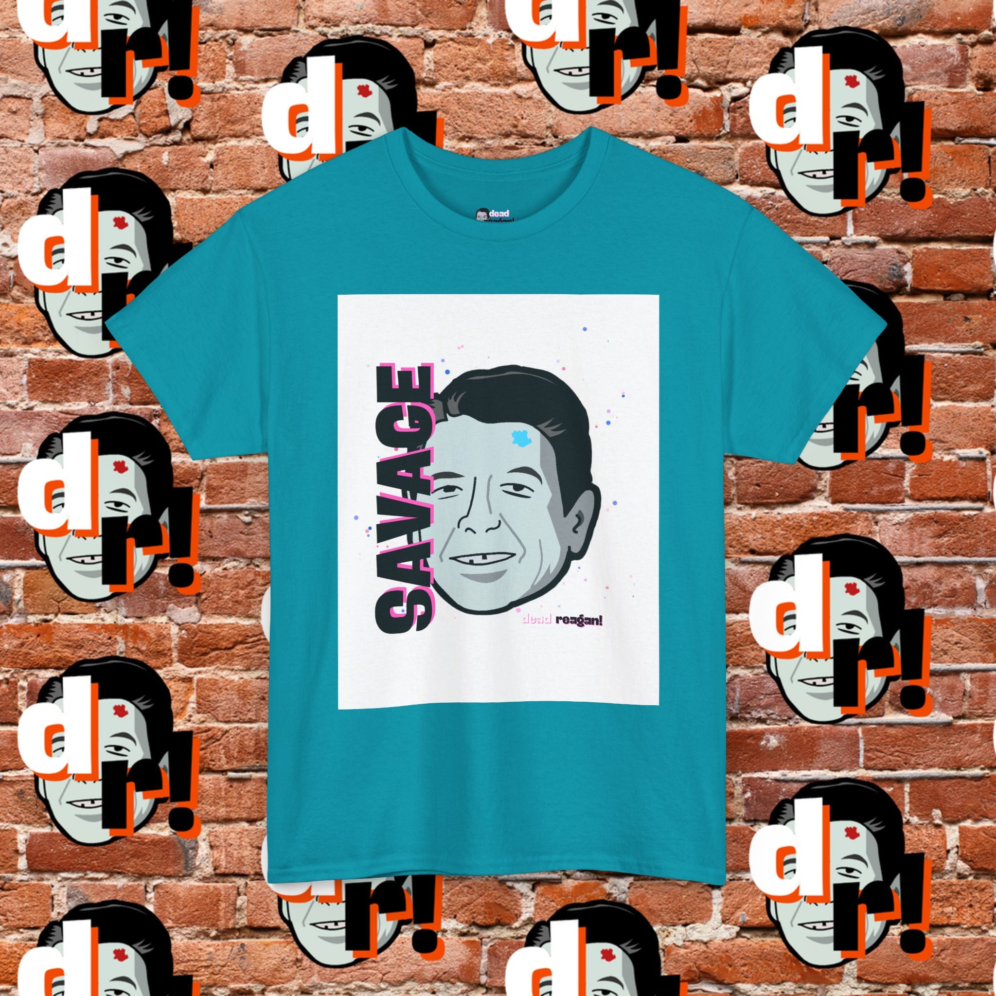 Savage Dead Reagan Graphic Tee White Pink