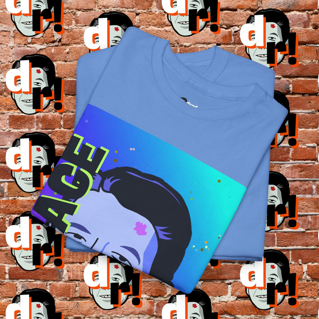 Savage Dead Reagan Graphic Tee Teal and Pink Gradient