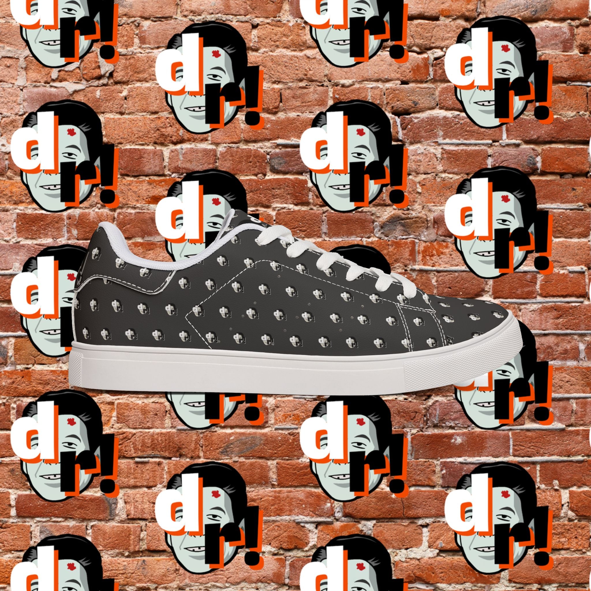 Dead Reagan Monogram All Over (Mono Dark) Men's Low-Top Pleather Sneakers
