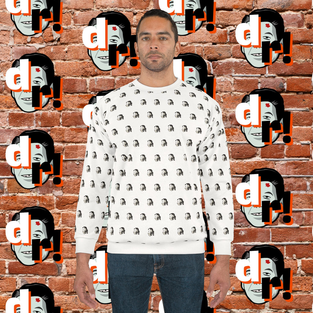 Dead Reagan Monogram Logo Print Crewneck Sweatshirt (White)