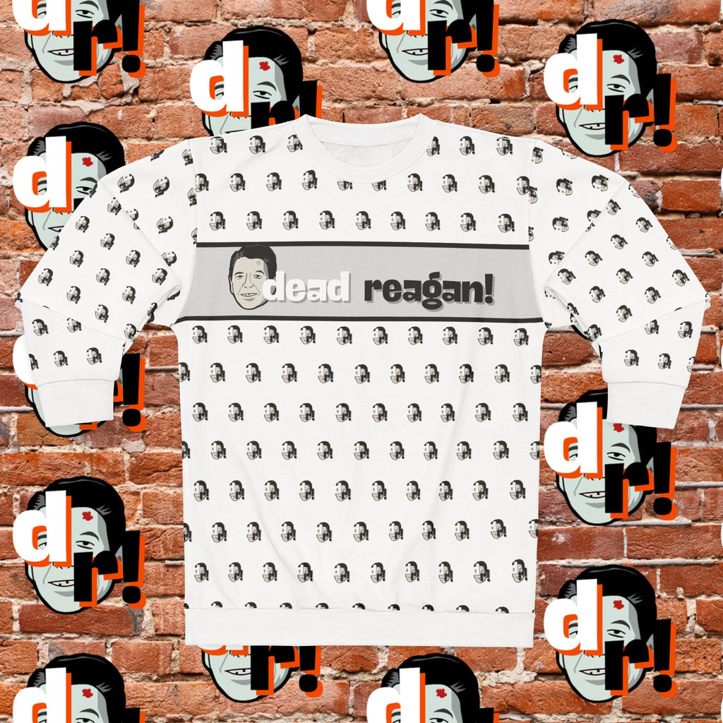 Dead Reagan All-Over Print Crewneck Sweatshirt (White)