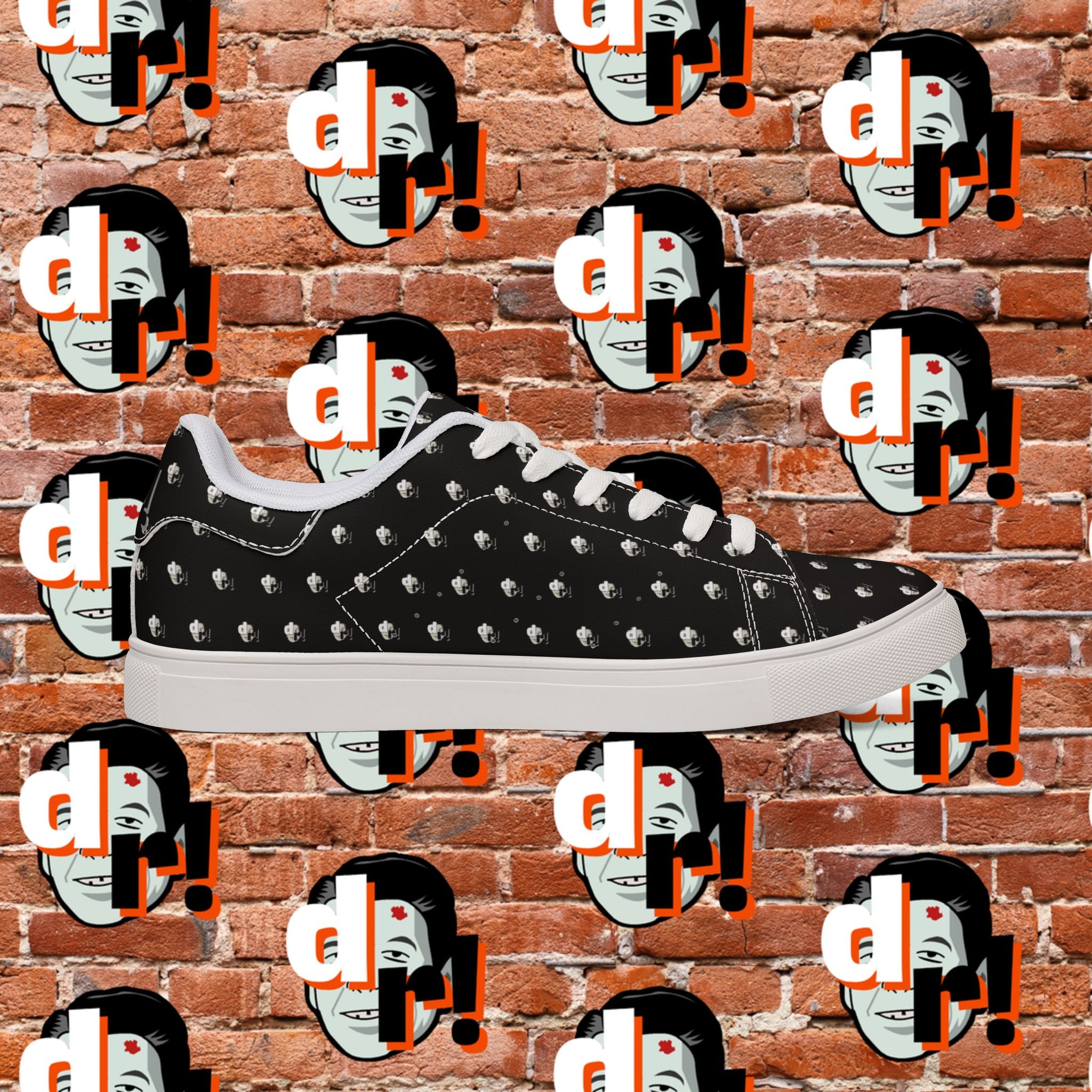 Dead Reagan Monogram All Over (Black) Men's Low-Top Pleather Sneakers