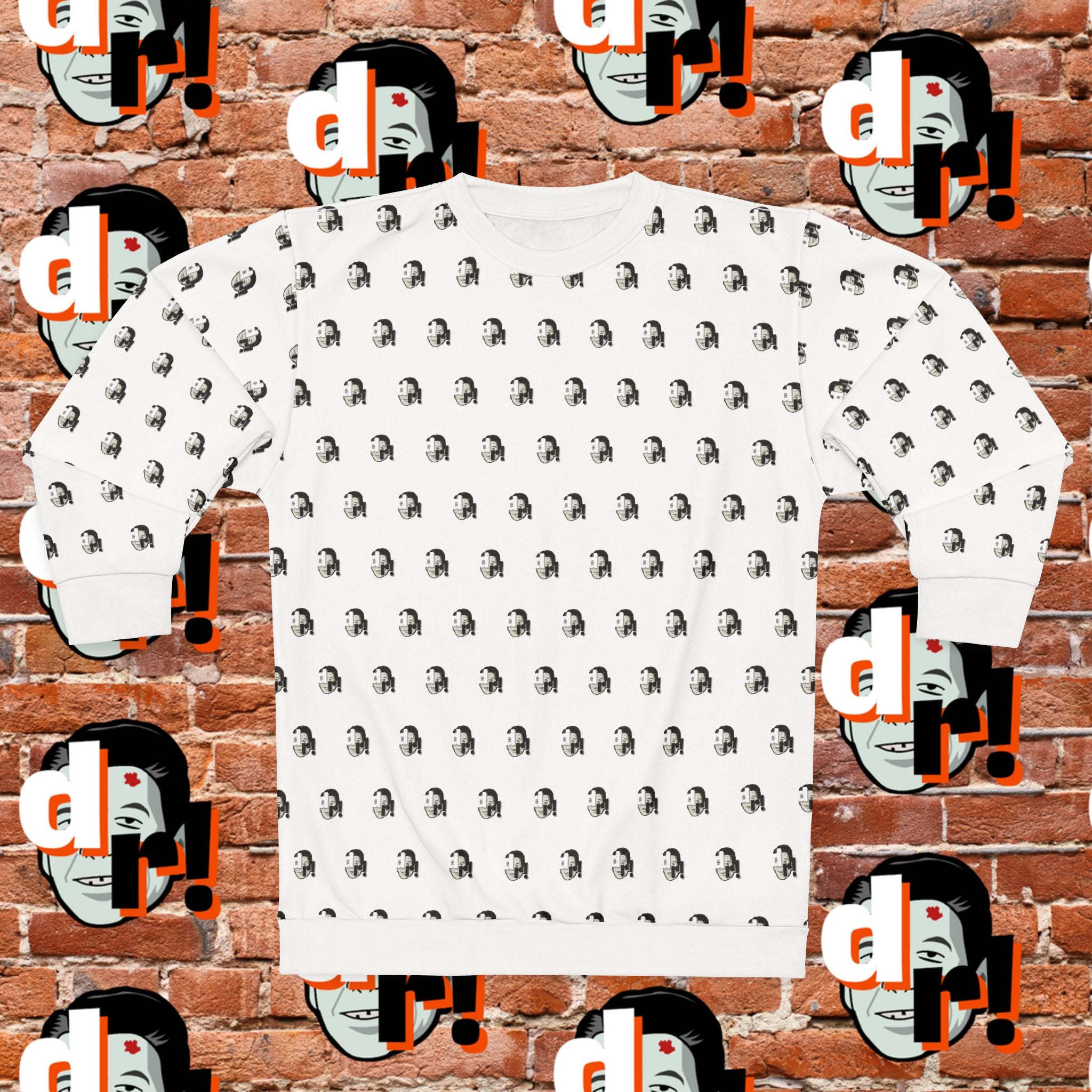 Dead Reagan Monogram Logo Print Crewneck Sweatshirt (White)