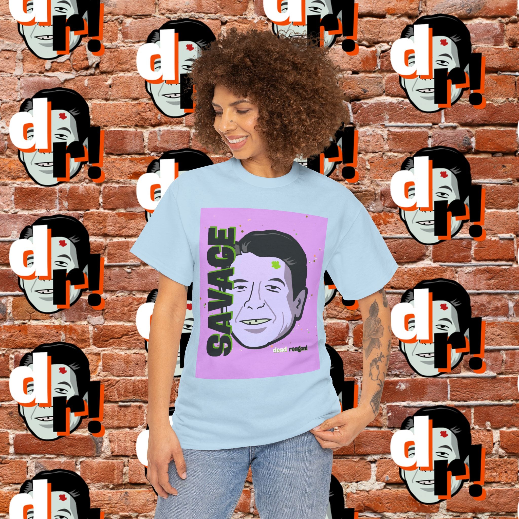 Savage Dead Reagan Graphic Tee Lavender and Lime