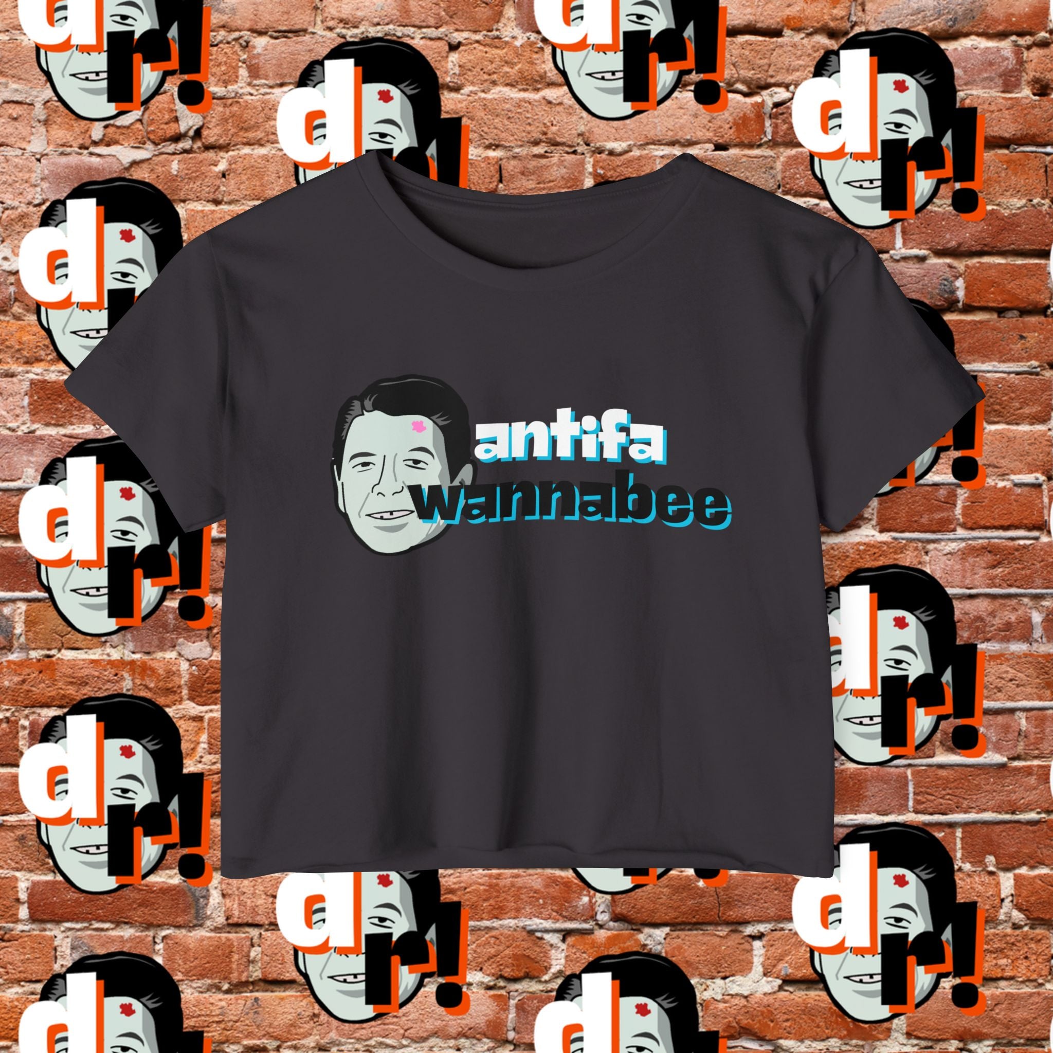 Antifa Wannabe Festival Crop Top (Teal Letter)