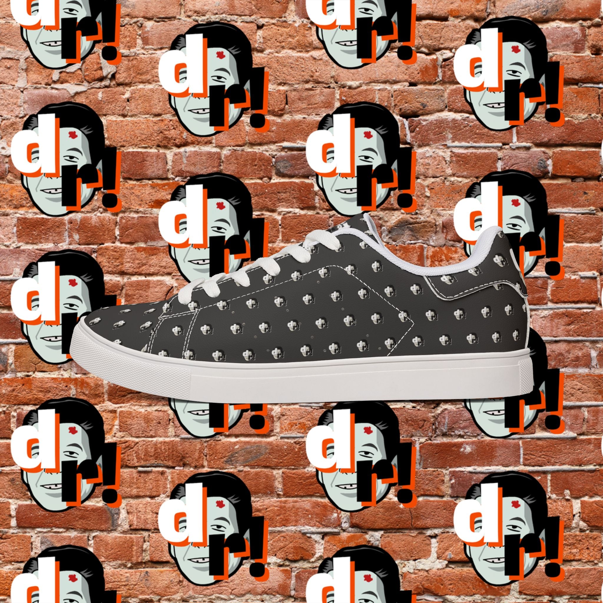 Dead Reagan Monogram All Over (Mono Dark) Men's Low-Top Pleather Sneakers