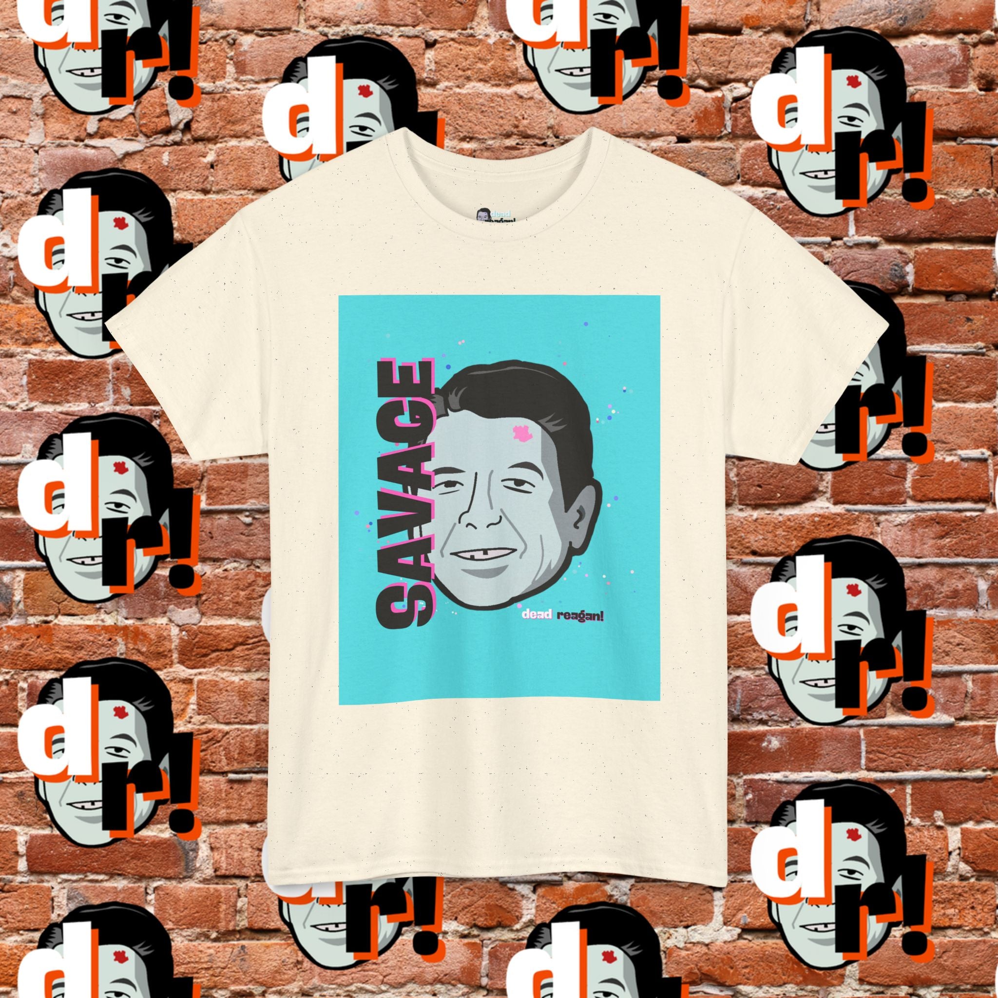 Savage Dead Reagan Graphic Tee Teal and Pink