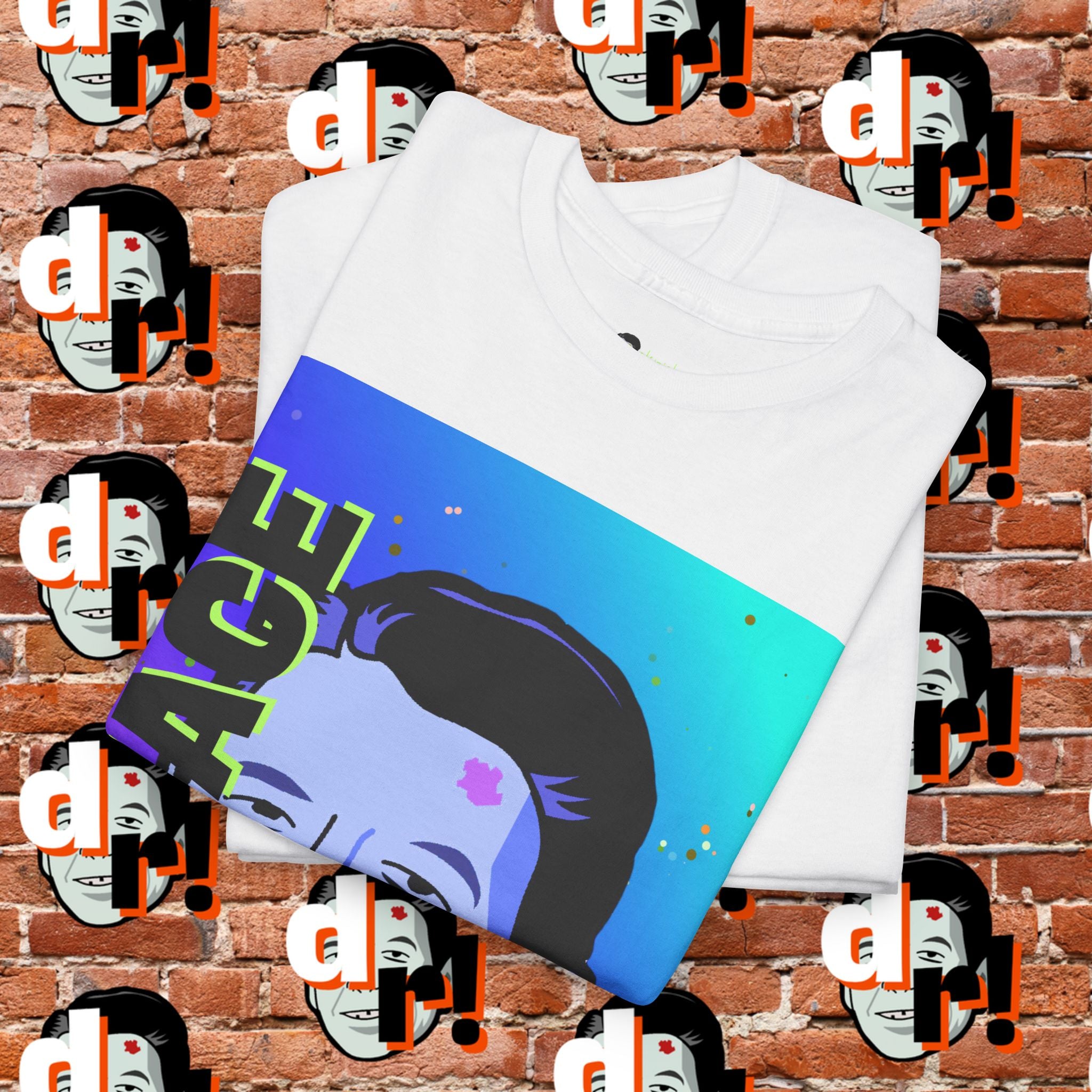 Savage Dead Reagan Graphic Tee Teal and Pink Gradient