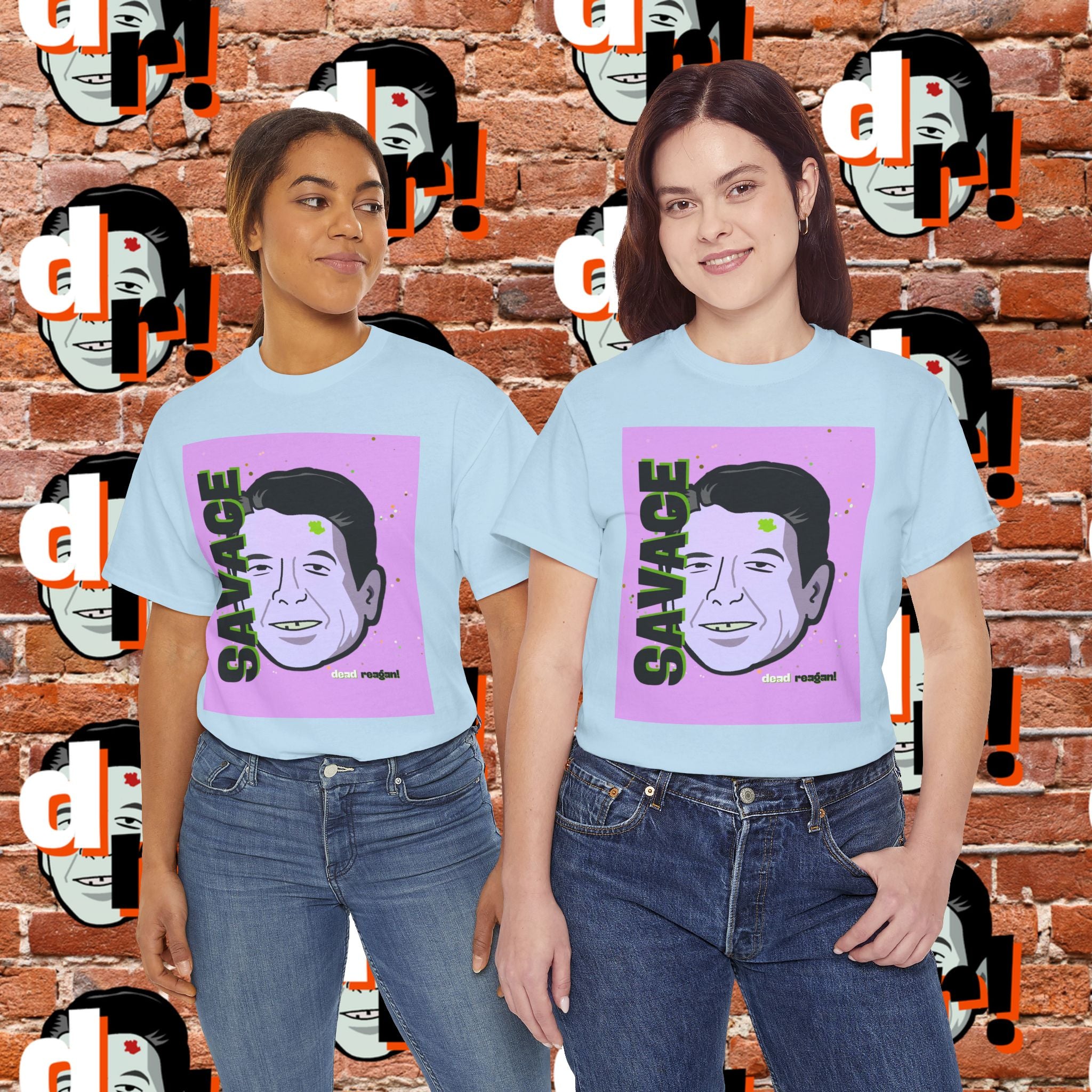 Savage Dead Reagan Graphic Tee Lavender and Lime