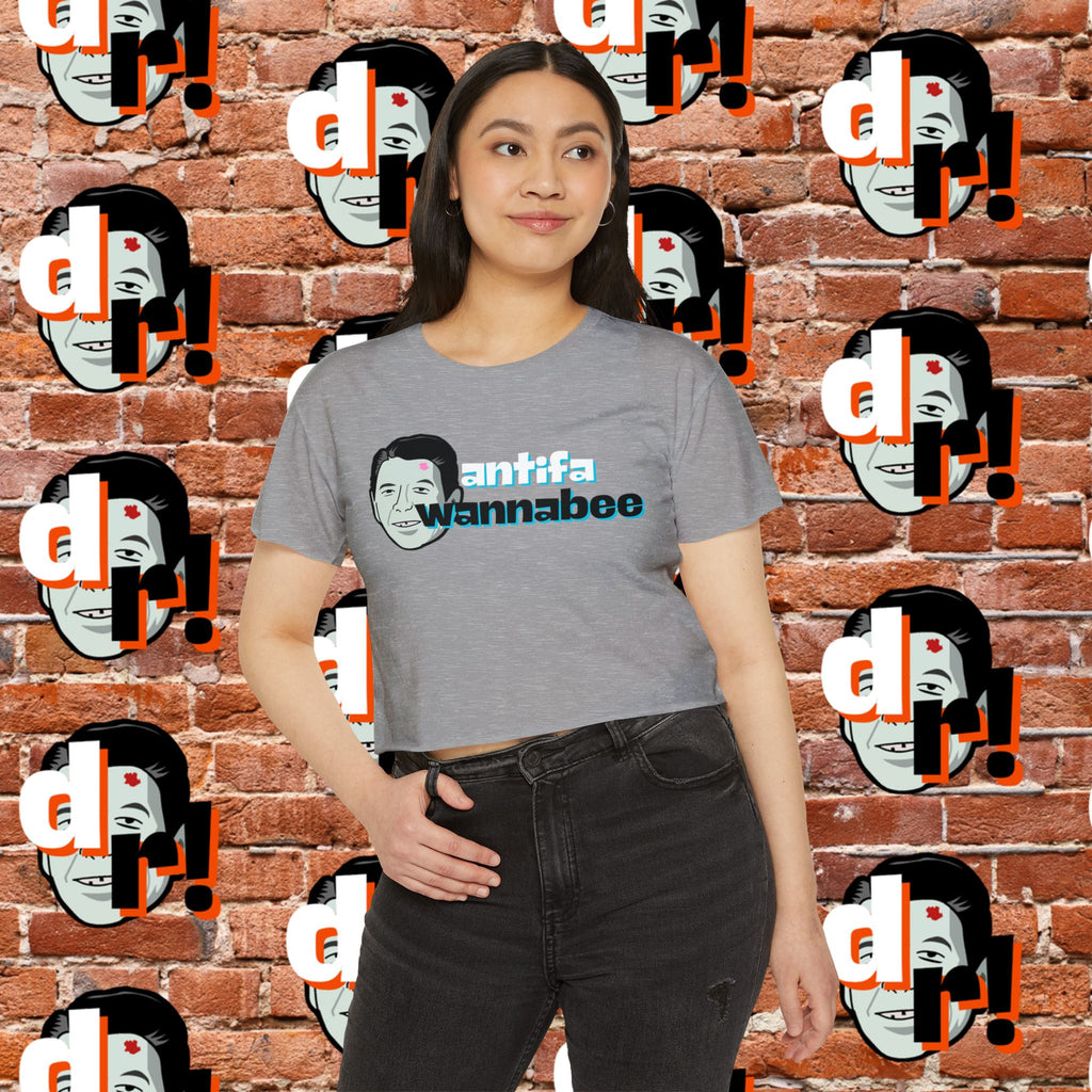 Antifa Wannabe Festival Crop Top (Teal Letter)