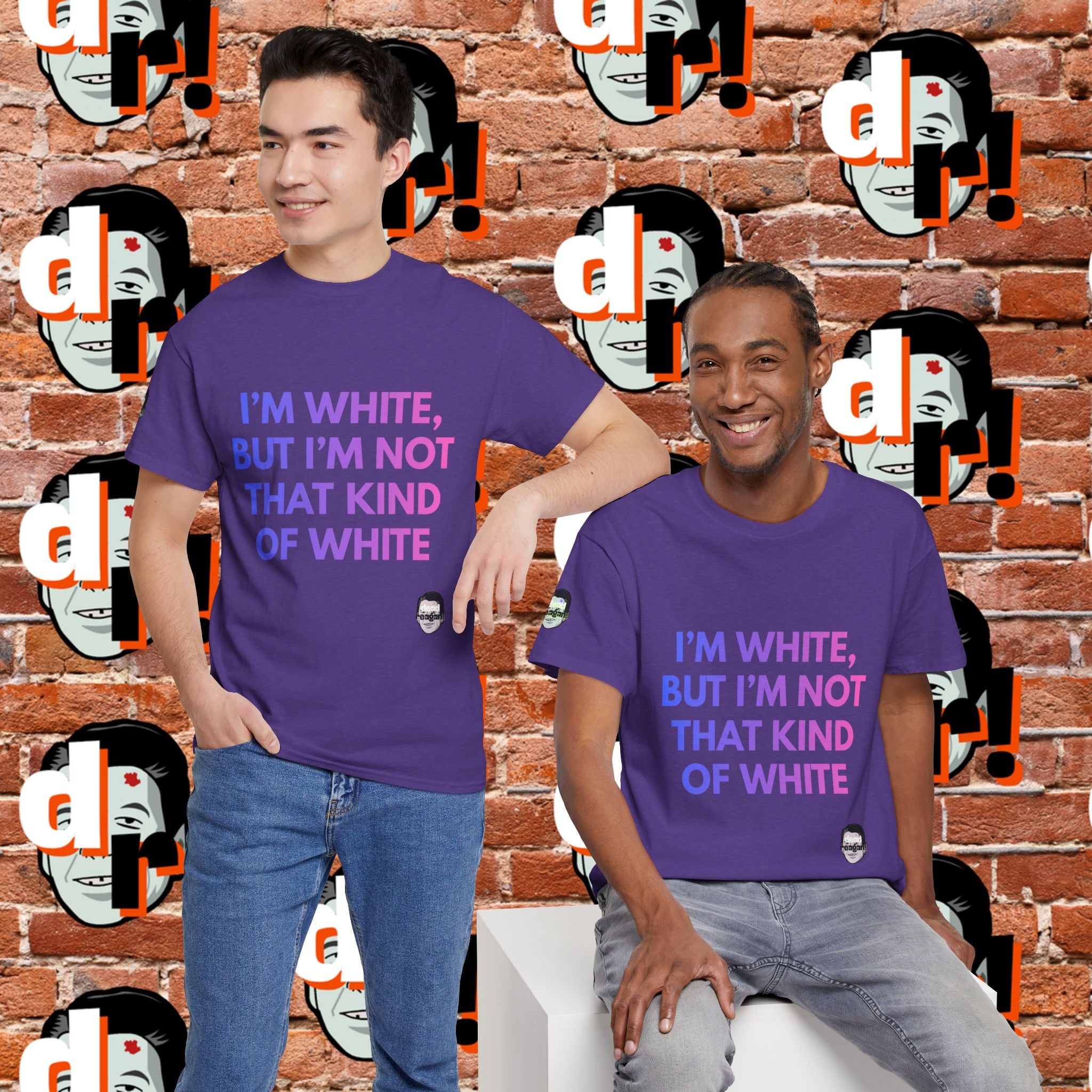 I’m White But… (Pink/Blue Gradient Letter) Unisex Heavy Cotton Tee