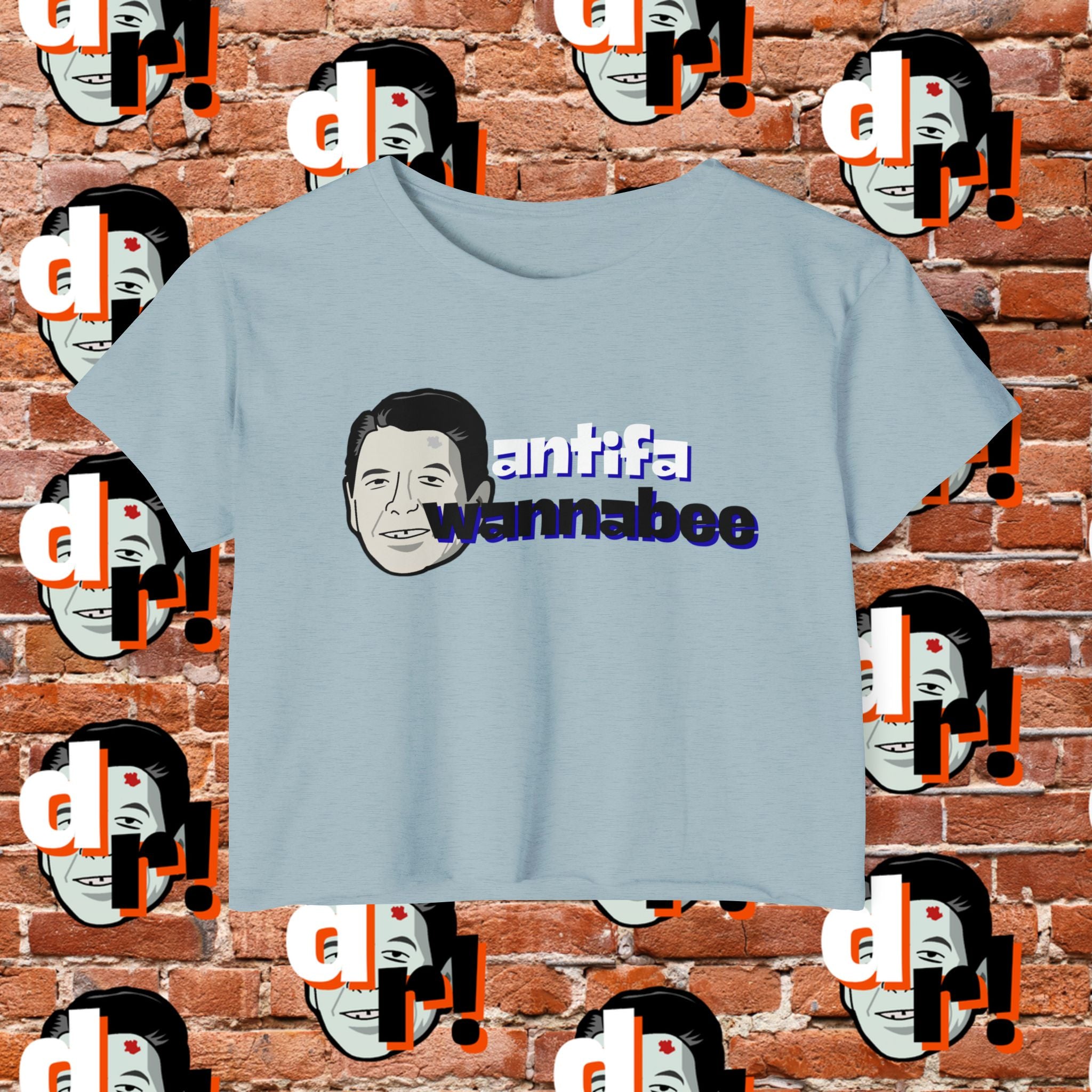 Antifa Wannabe Festival Crop Top (Blue Letter)