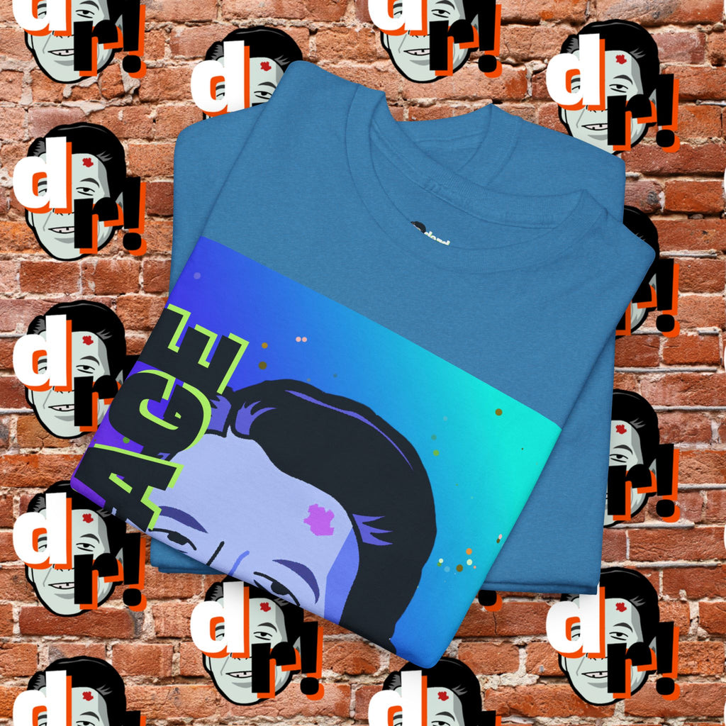 Savage Dead Reagan Graphic Tee Teal and Pink Gradient