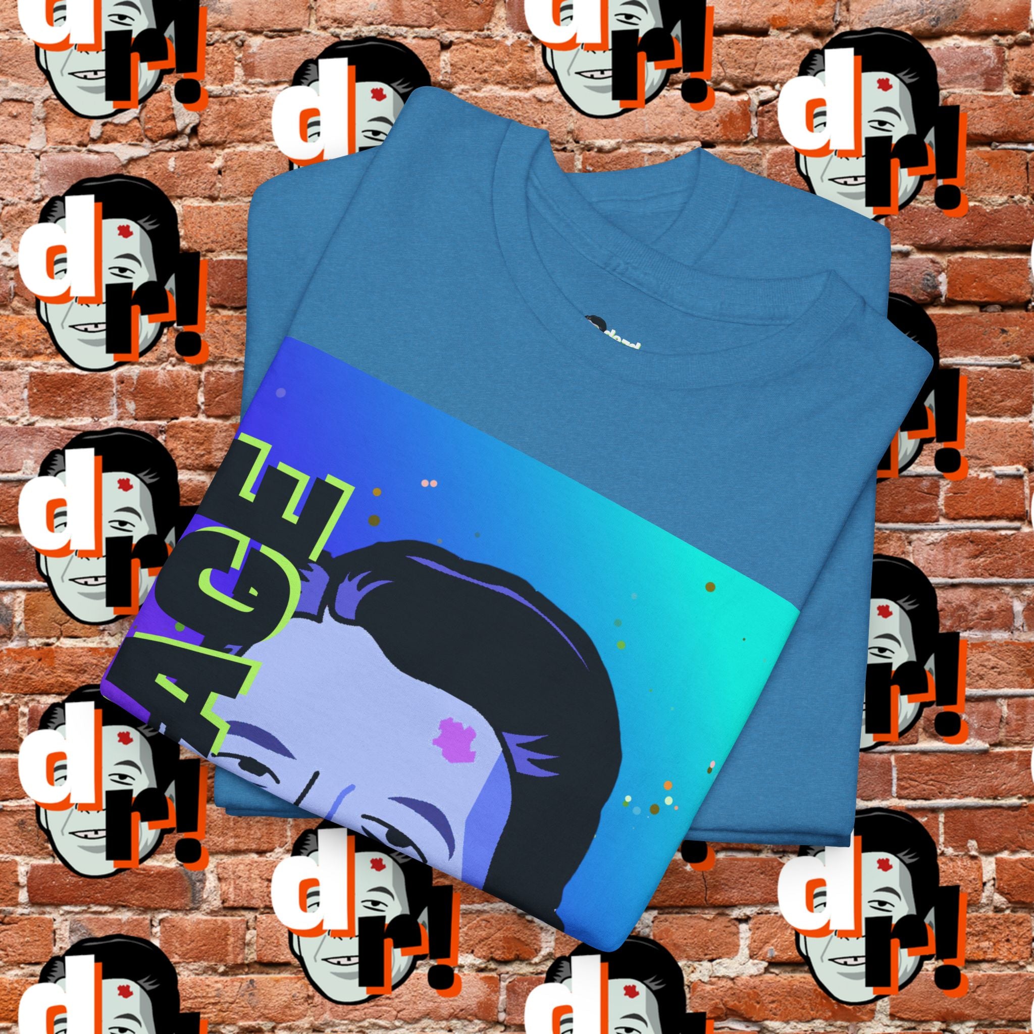 Savage Dead Reagan Graphic Tee Teal and Pink Gradient