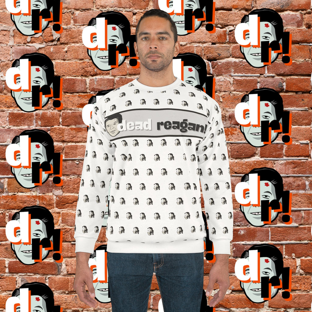 Dead Reagan All-Over Print Crewneck Sweatshirt (White)