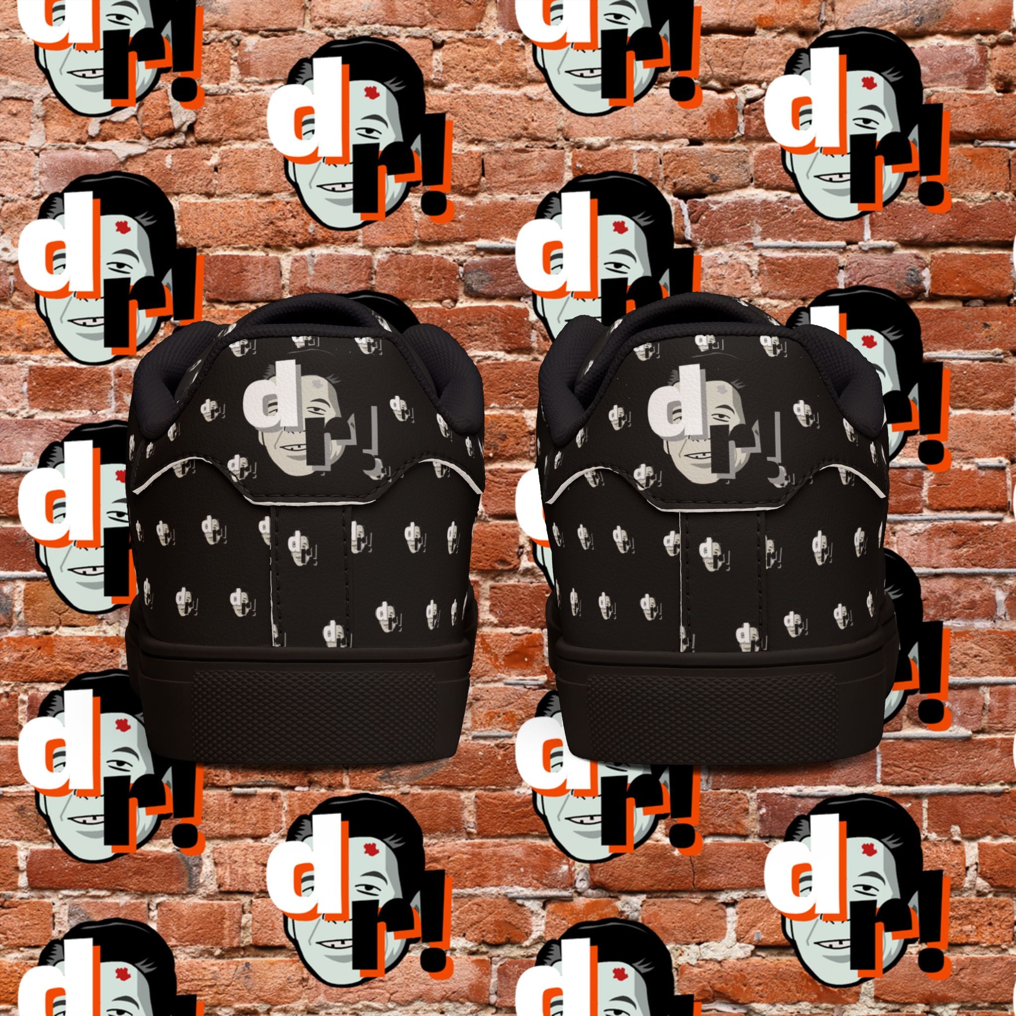 Dead Reagan Monogram All Over (Black) Men's Low-Top Pleather Sneakers