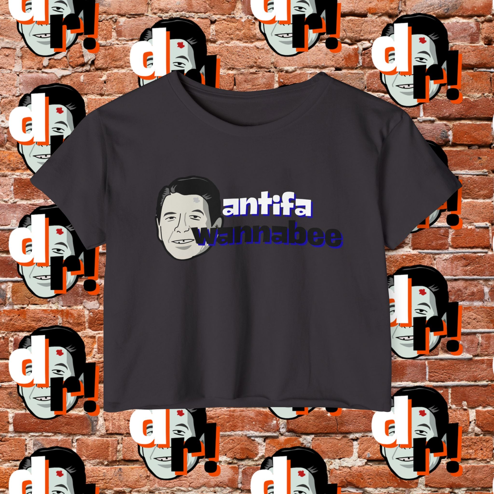 Antifa Wannabe Festival Crop Top (Blue Letter)