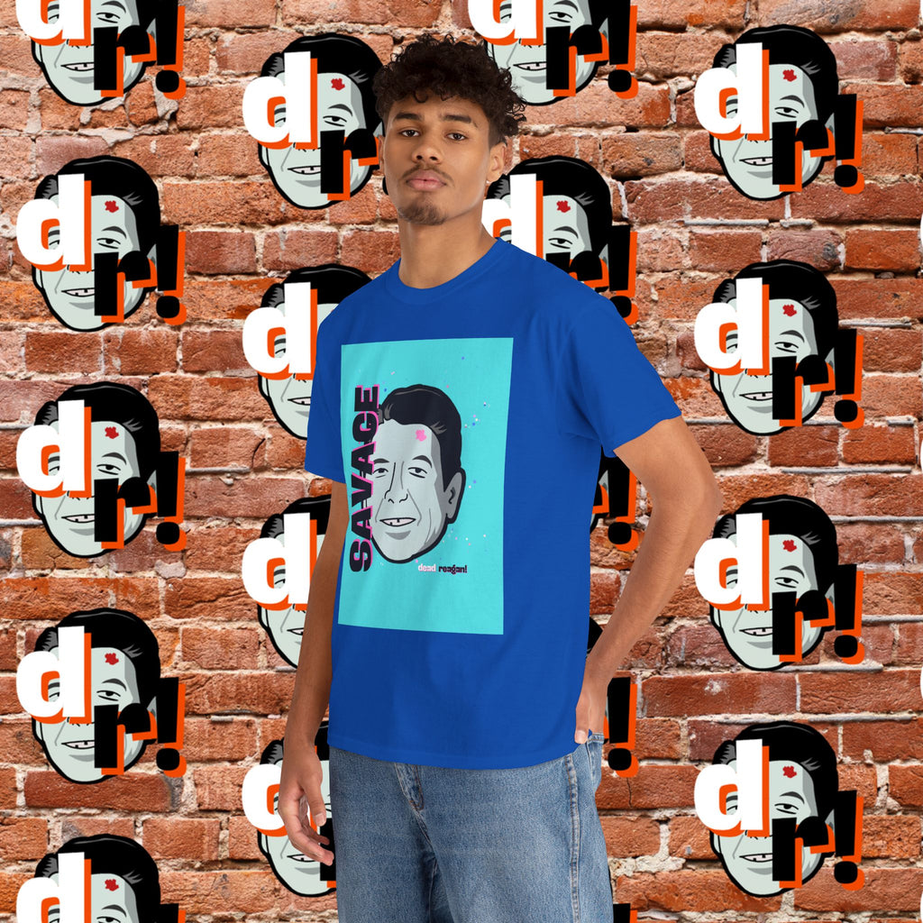Savage Dead Reagan Graphic Tee Teal and Pink