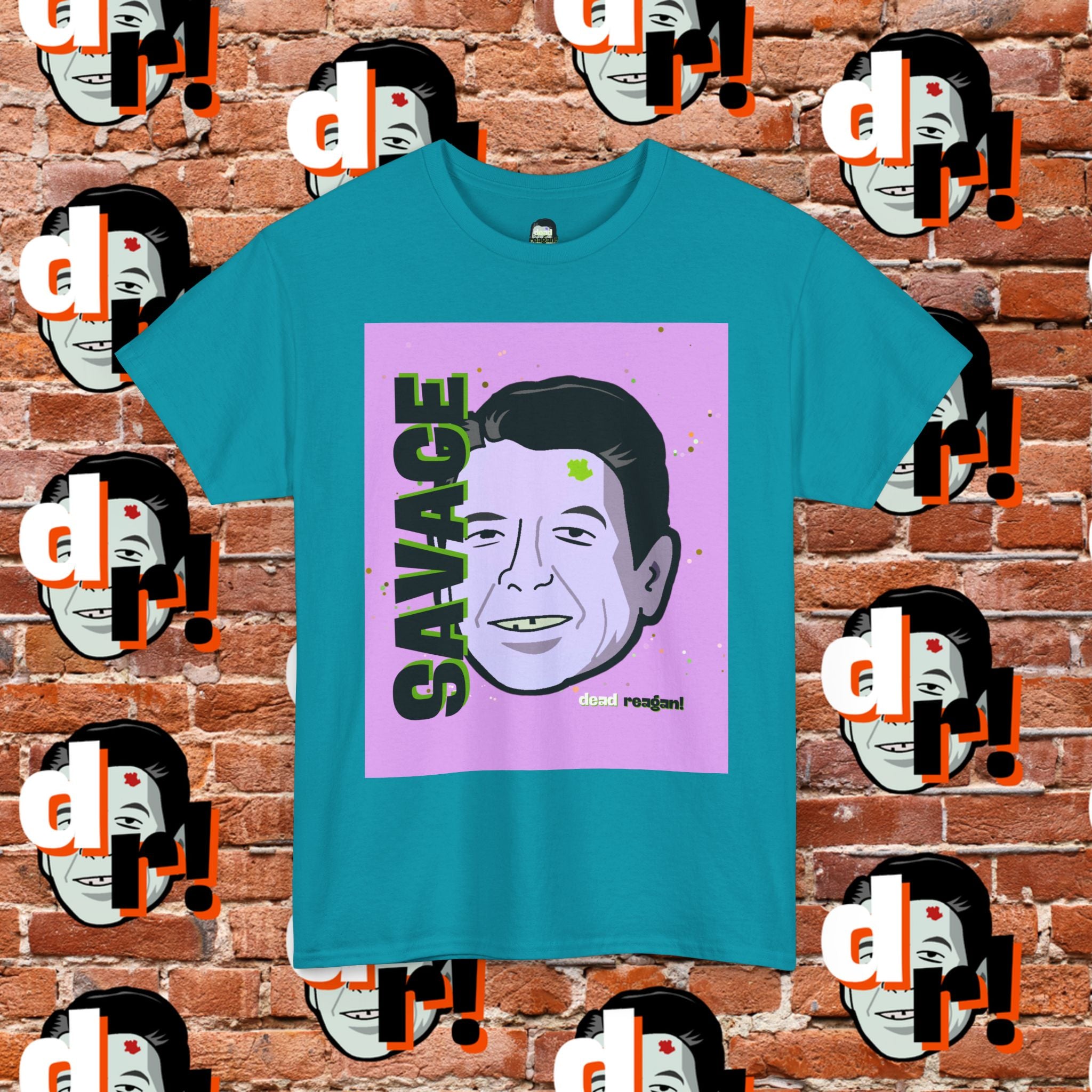 Savage Dead Reagan Graphic Tee Lavender and Lime