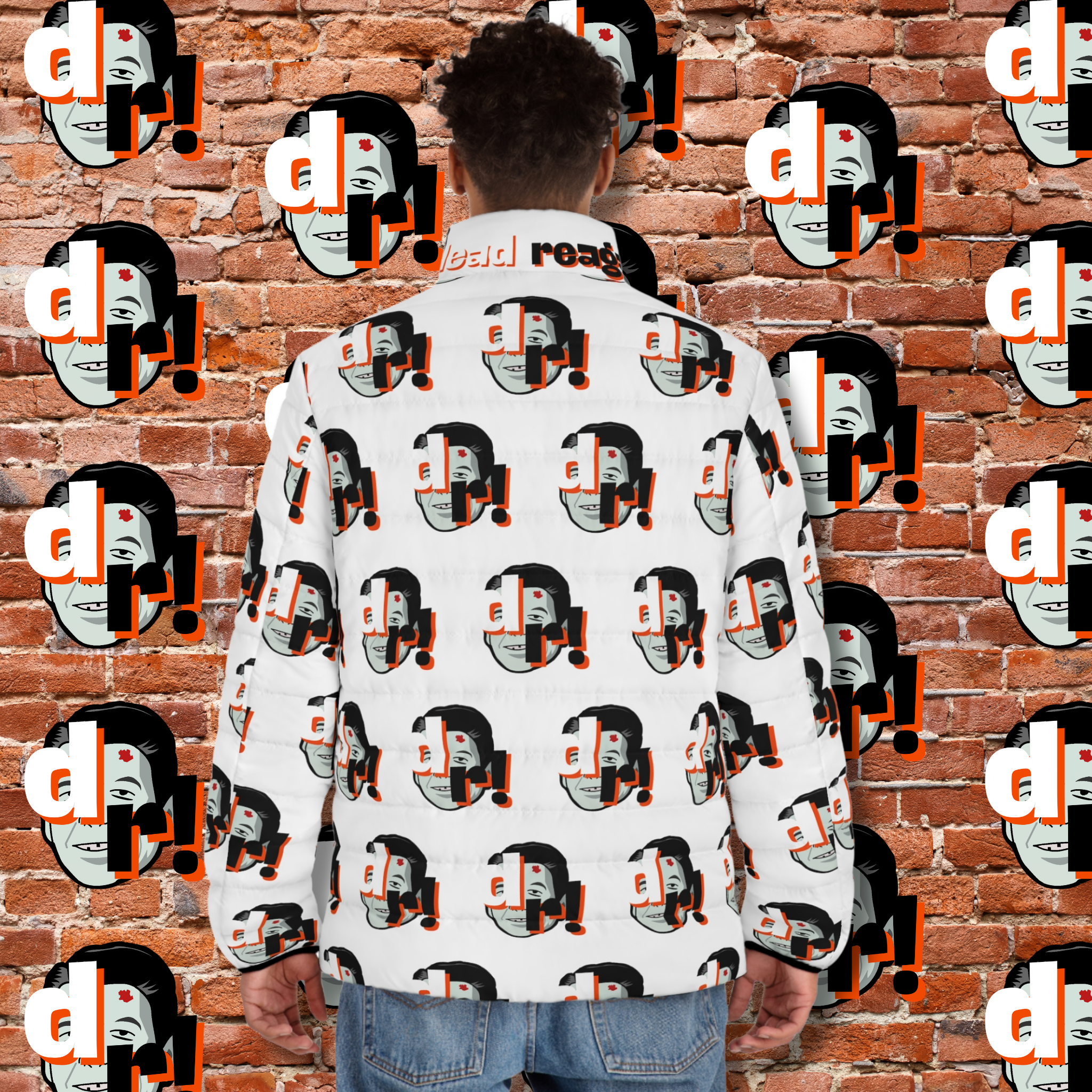 Dead Reagan Allover Print Men's Puffer Jacket (AOP)