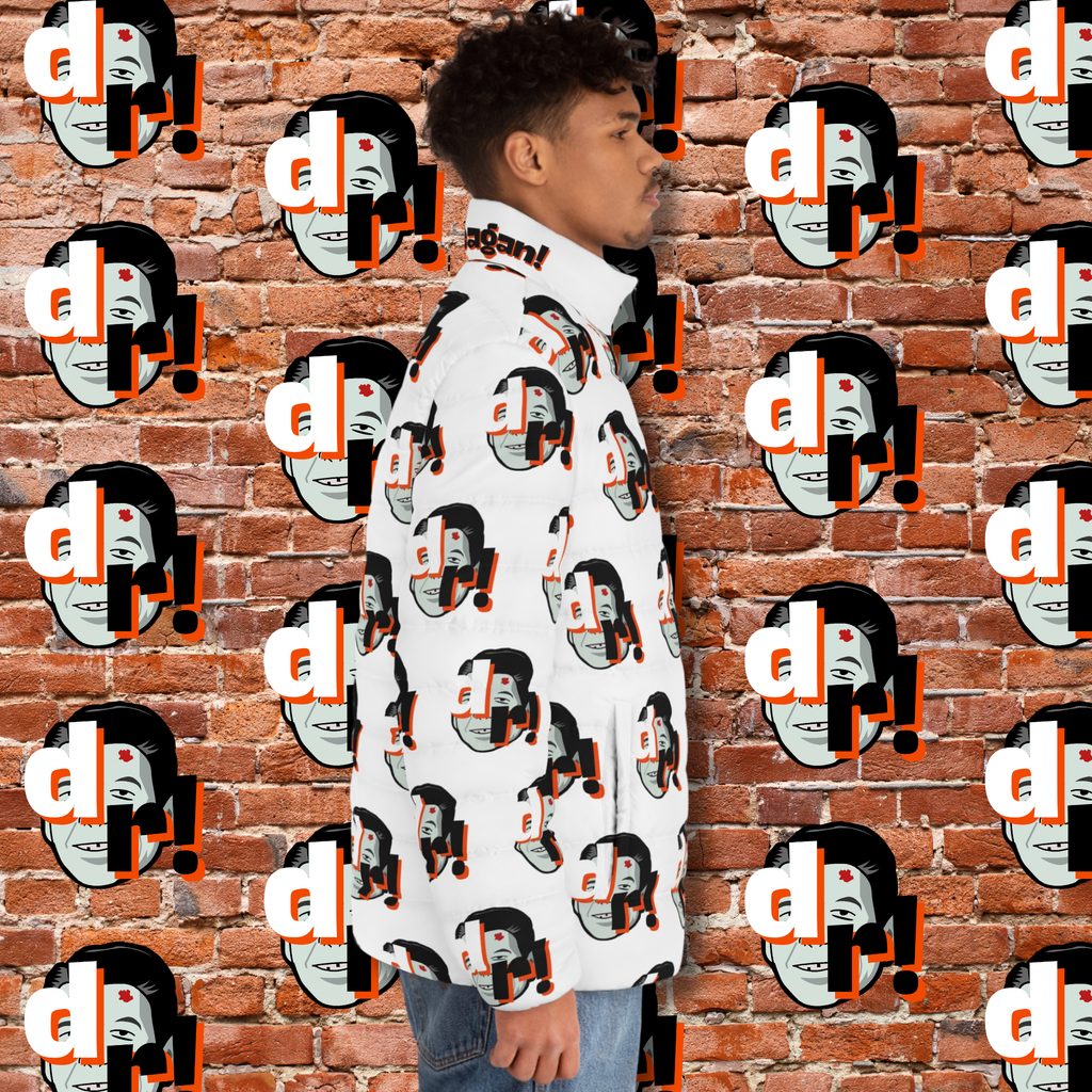 Dead Reagan Allover Print Men's Puffer Jacket (AOP)