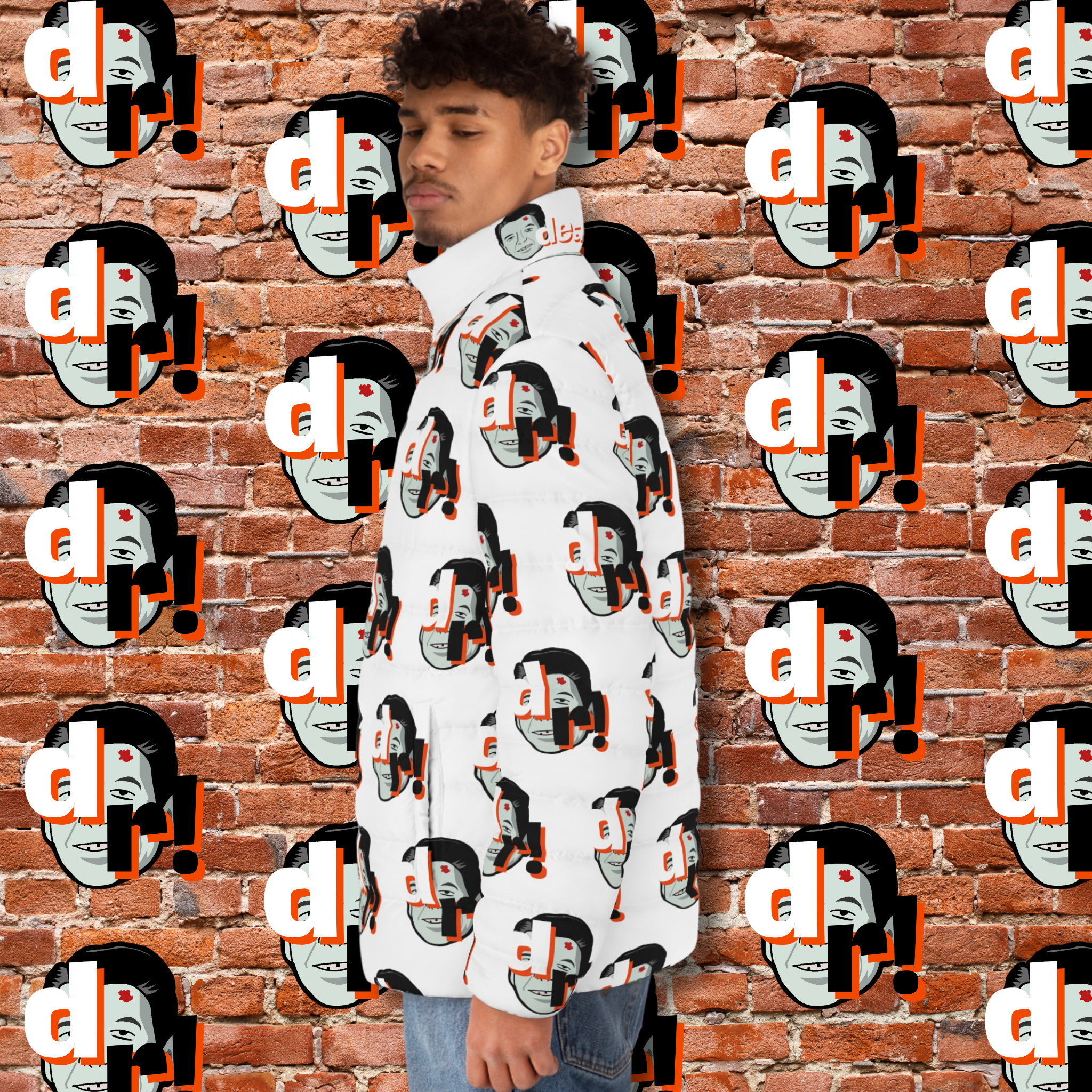 Dead Reagan Allover Print Men's Puffer Jacket (AOP)