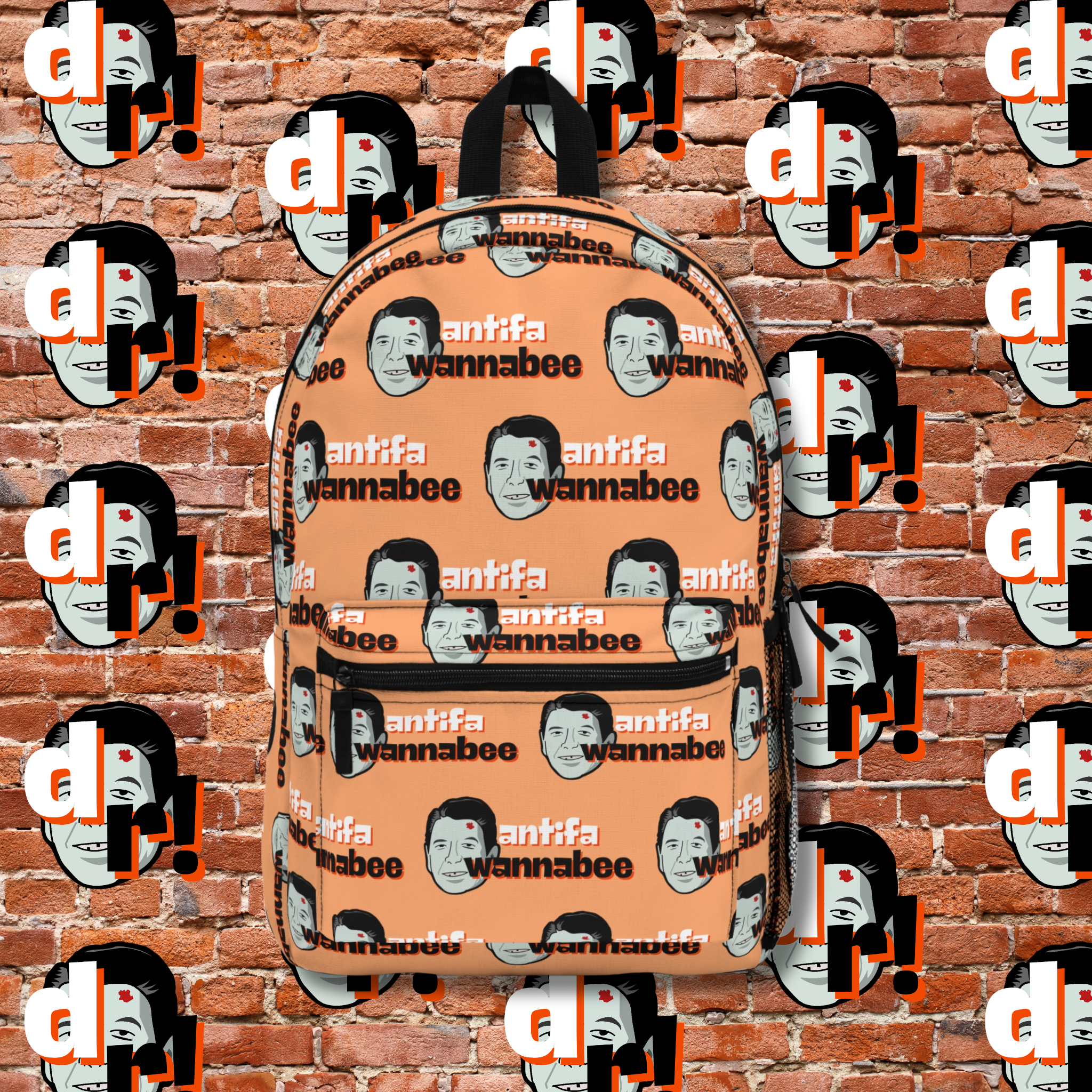 Antifa Wannabee Pattern Backpack (Orange)
