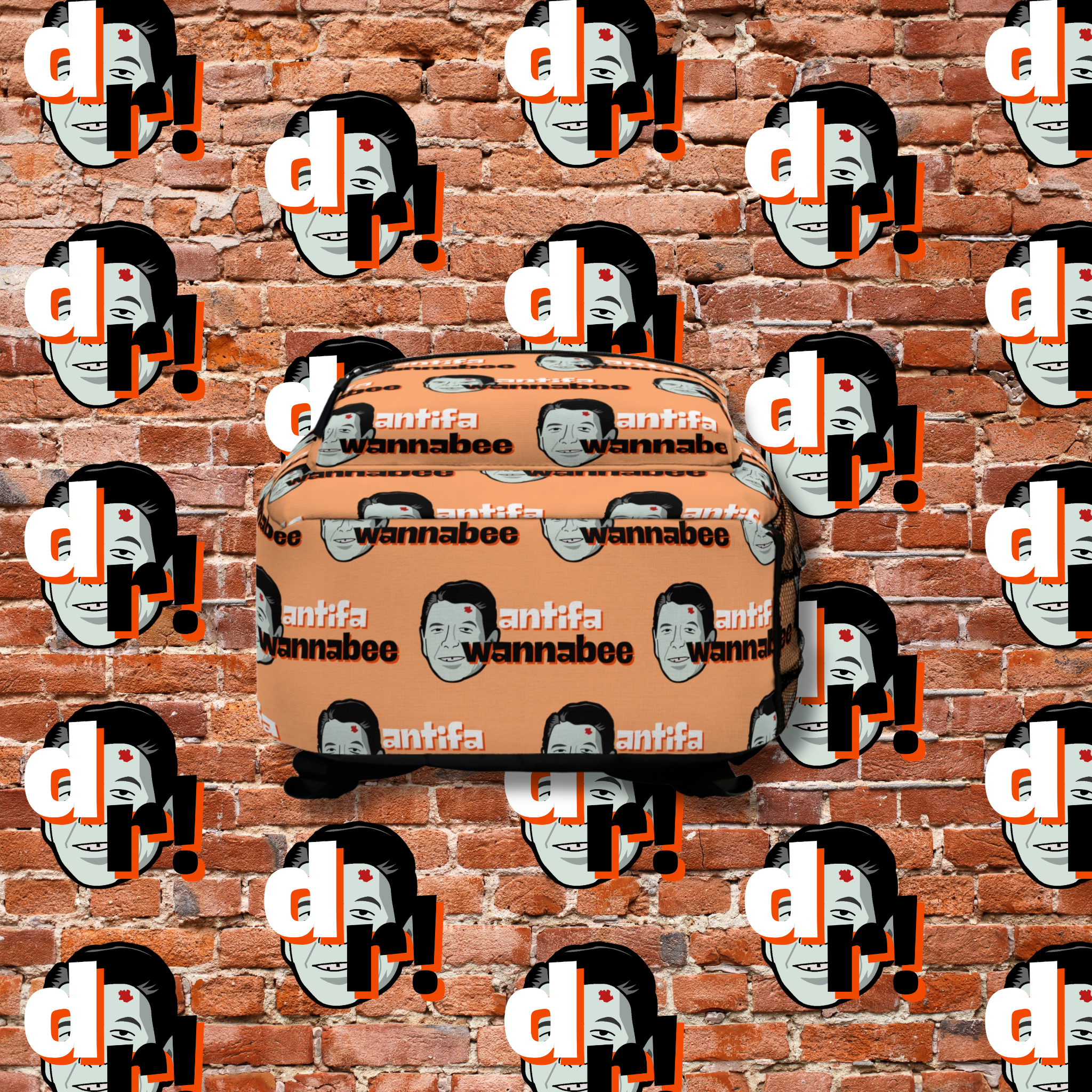 Antifa Wannabee Pattern Backpack (Orange)