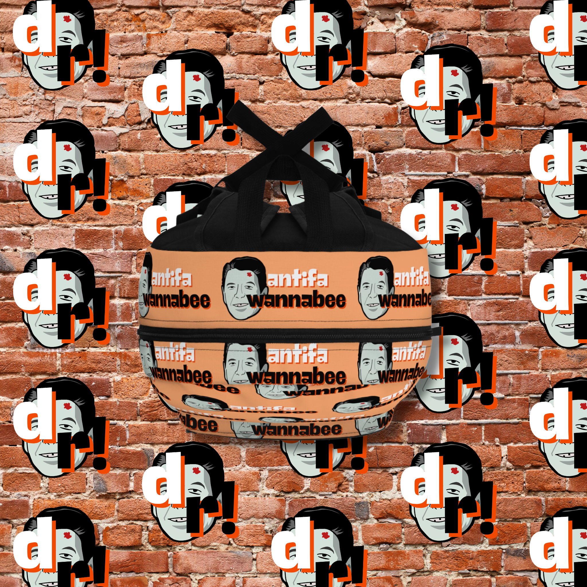 Antifa Wannabee Pattern Backpack (Orange)