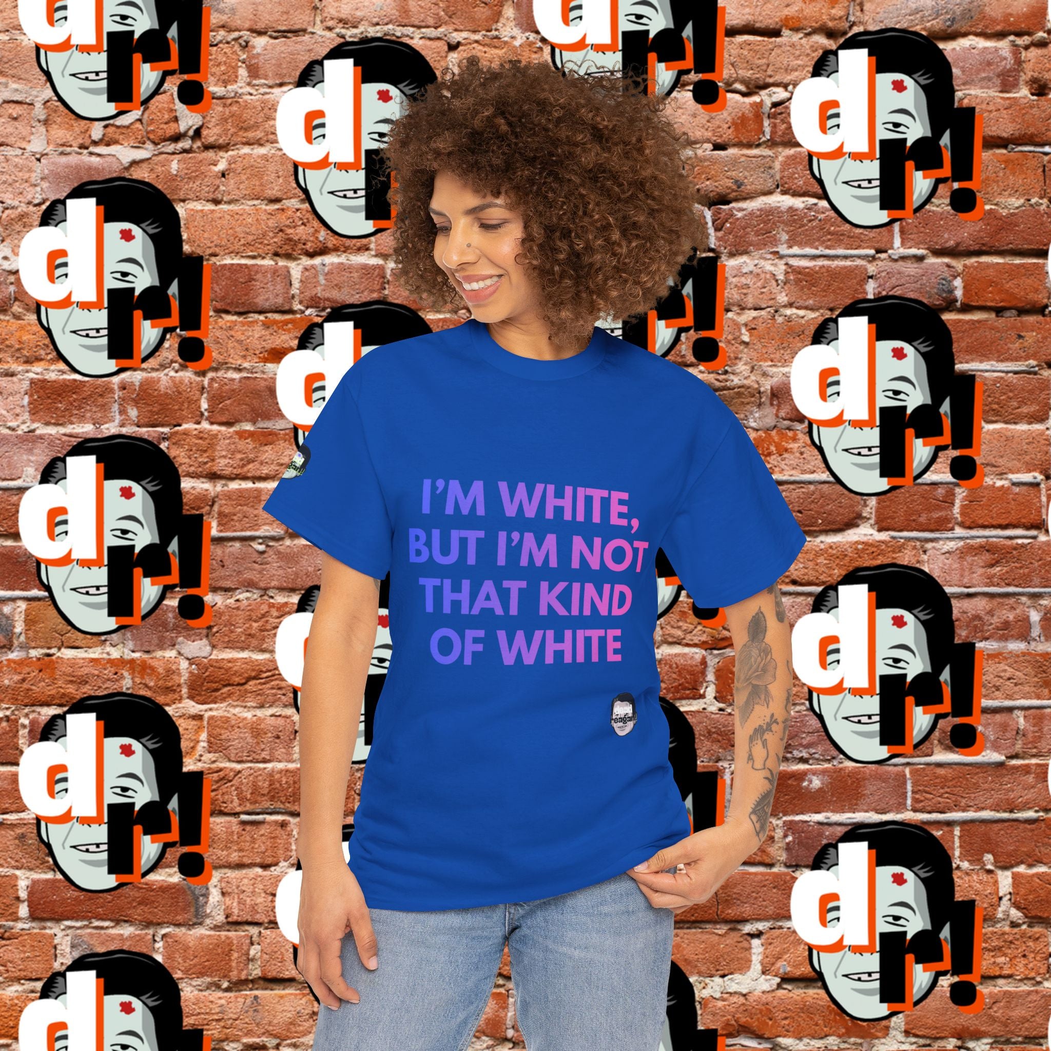 I’m White But… (Pink/Blue Gradient Letter) Unisex Heavy Cotton Tee