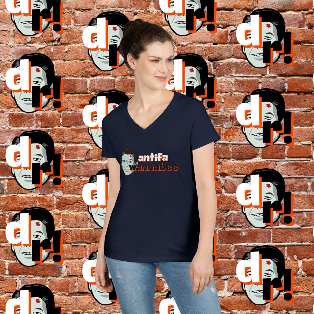 Antifa Wannabee Ladies' V-Neck T-Shirt