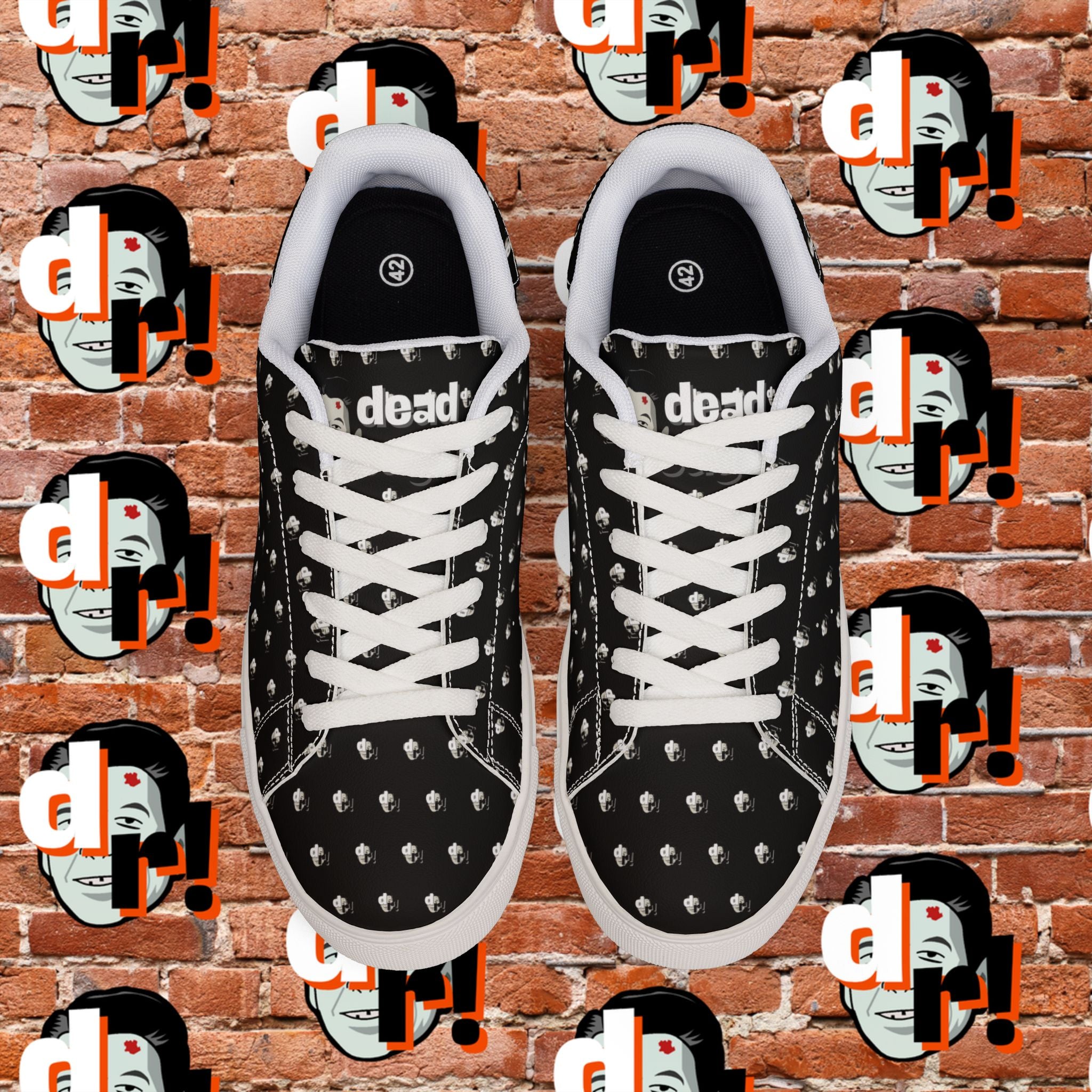 Dead Reagan Monogram All Over (Black) Men's Low-Top Pleather Sneakers