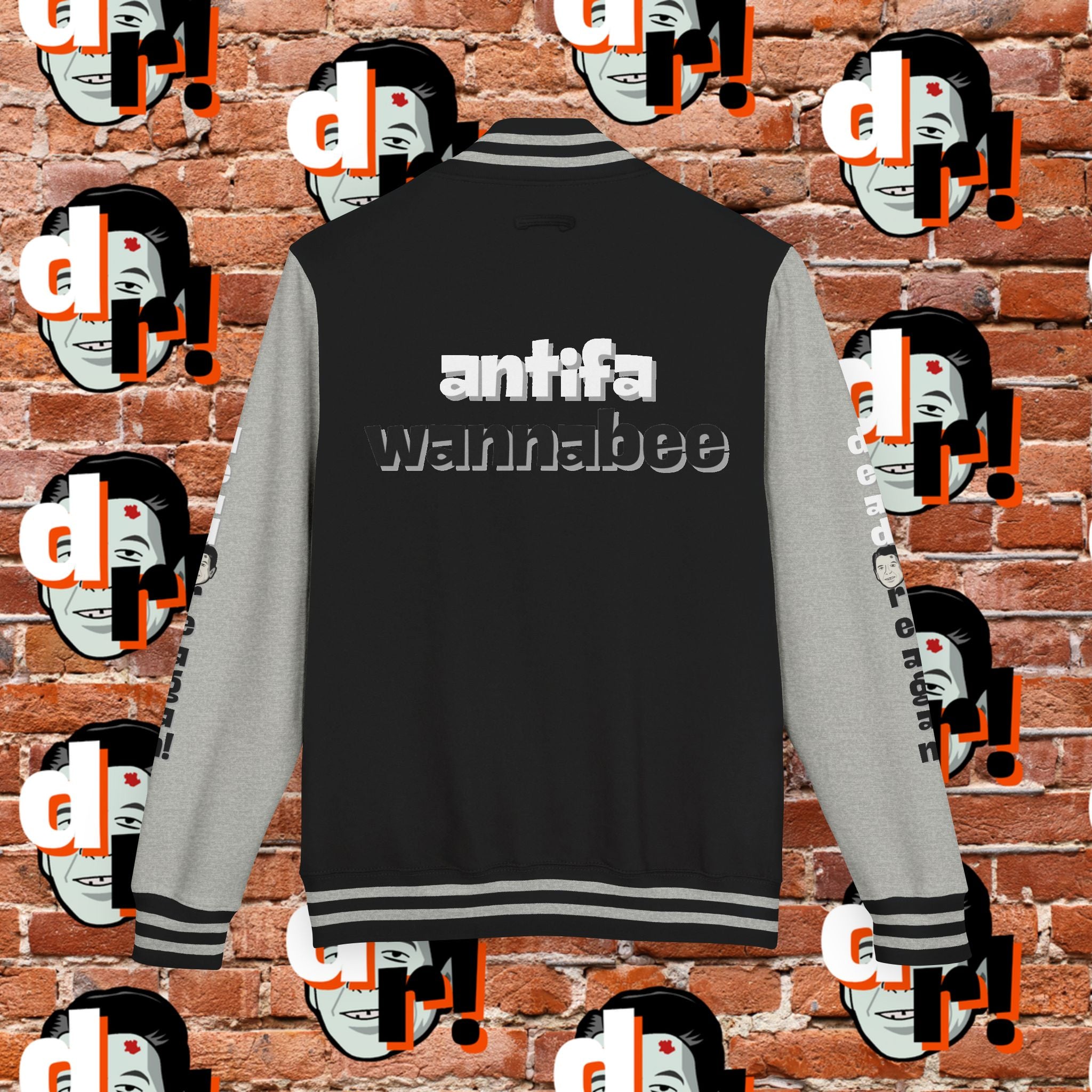 Antifa Wannabee Graphic Varsity Jacket