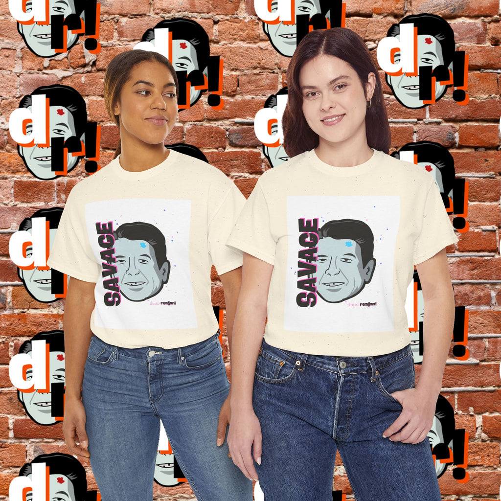 Savage Dead Reagan Graphic Tee White Pink