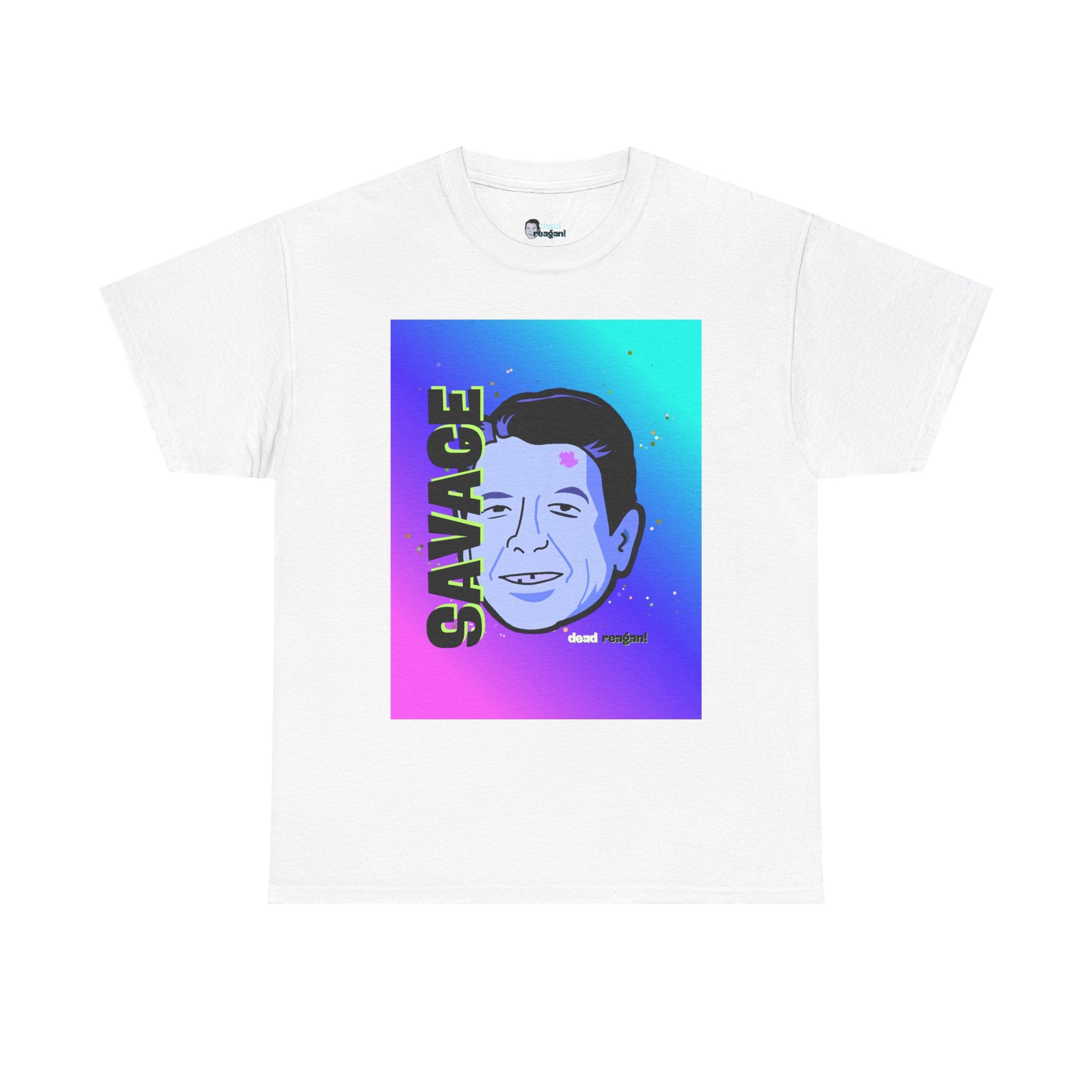 Savage Dead Reagan Graphic Tee Teal and Pink Gradient