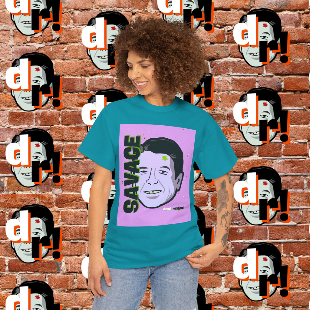 Savage Dead Reagan Graphic Tee Lavender and Lime