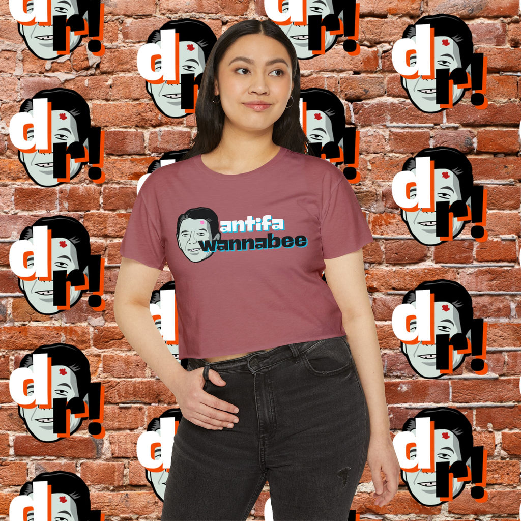 Antifa Wannabe Festival Crop Top (Teal Letter)