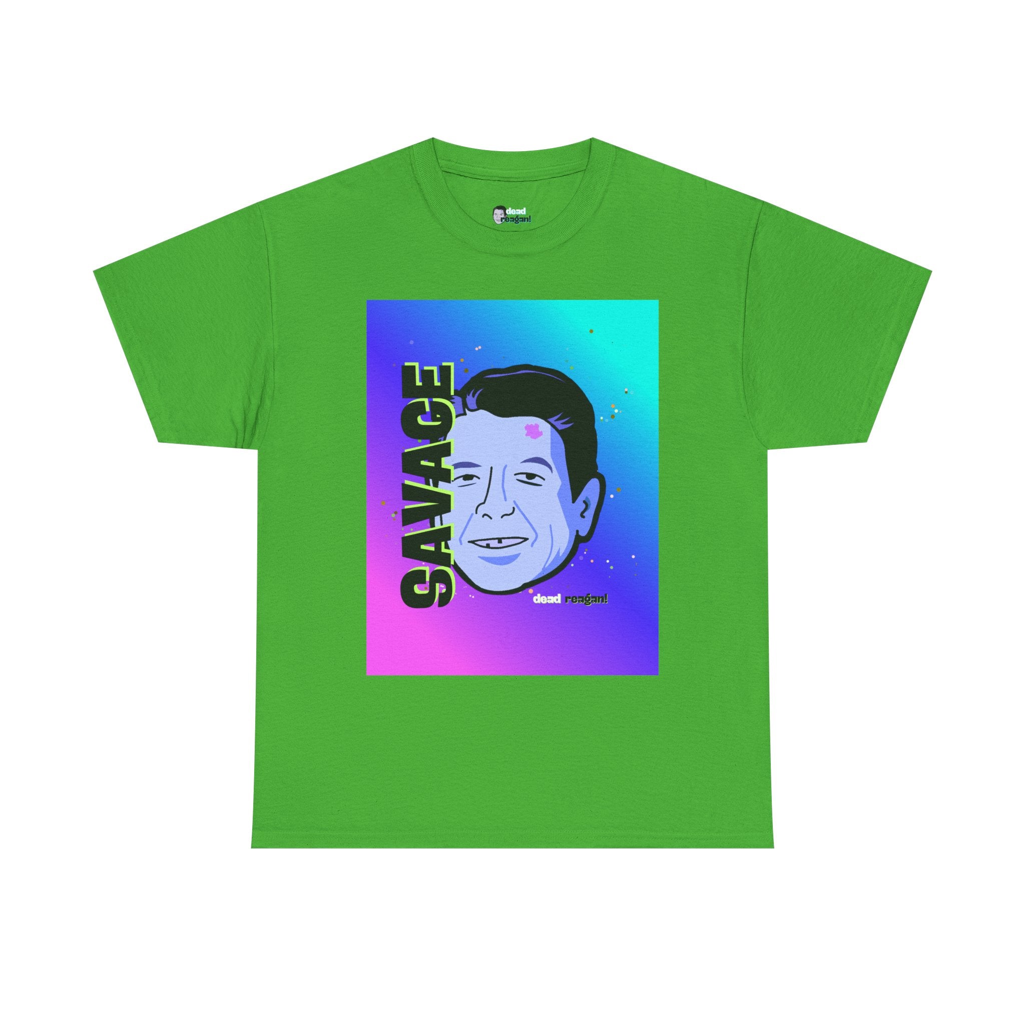 Savage Dead Reagan Graphic Tee Teal and Pink Gradient