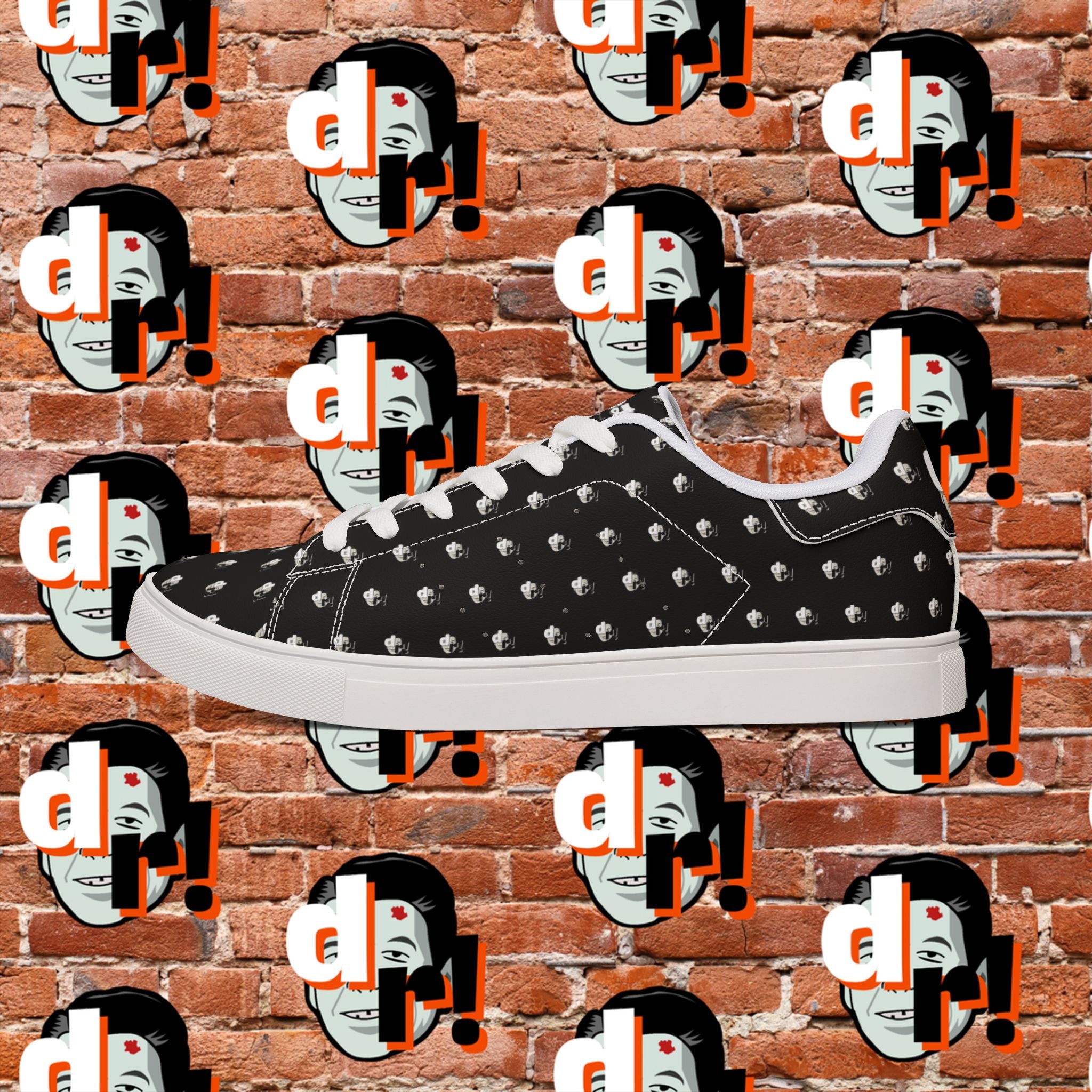 Dead Reagan Monogram All Over (Black) Men's Low-Top Pleather Sneakers