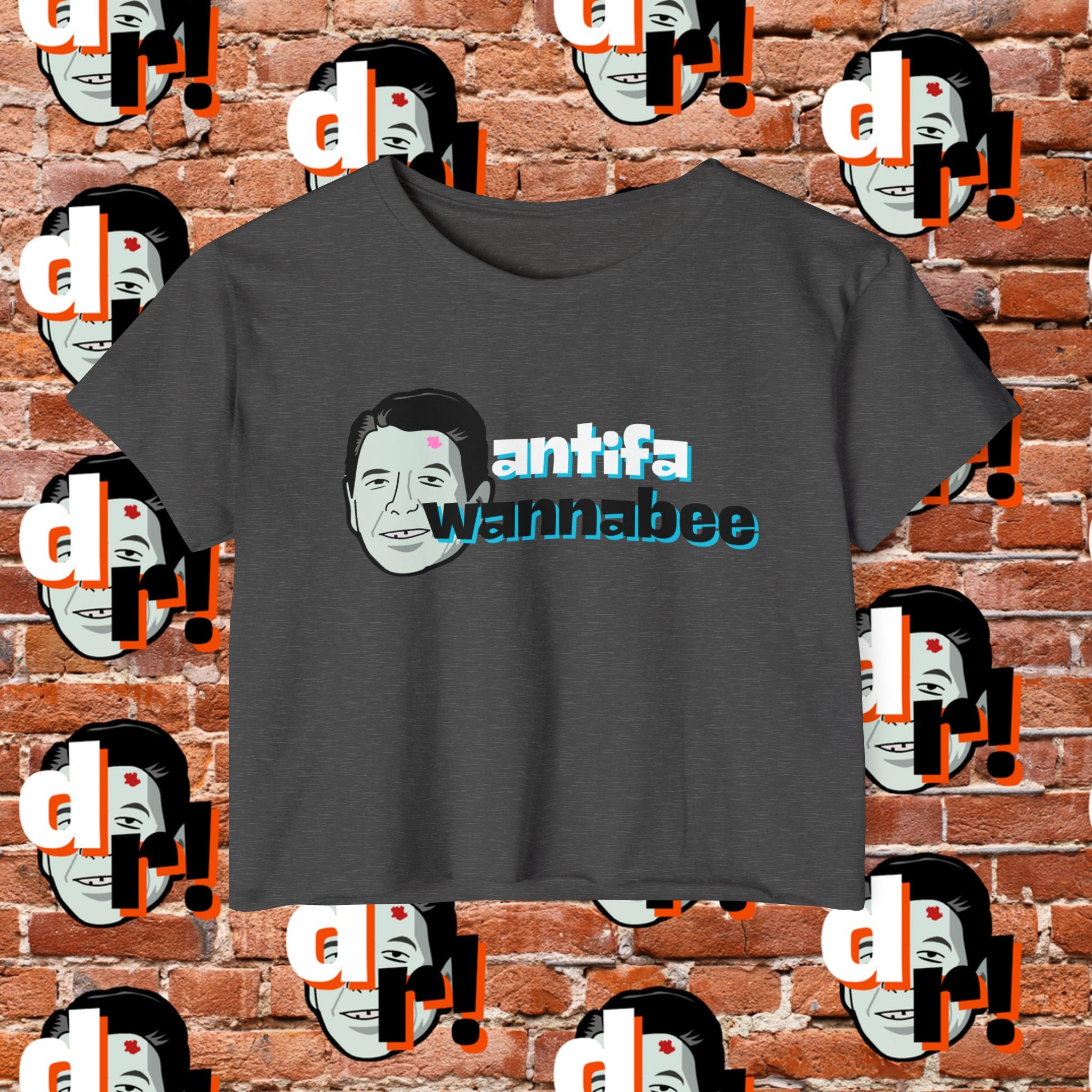 Antifa Wannabe Festival Crop Top (Teal Letter)