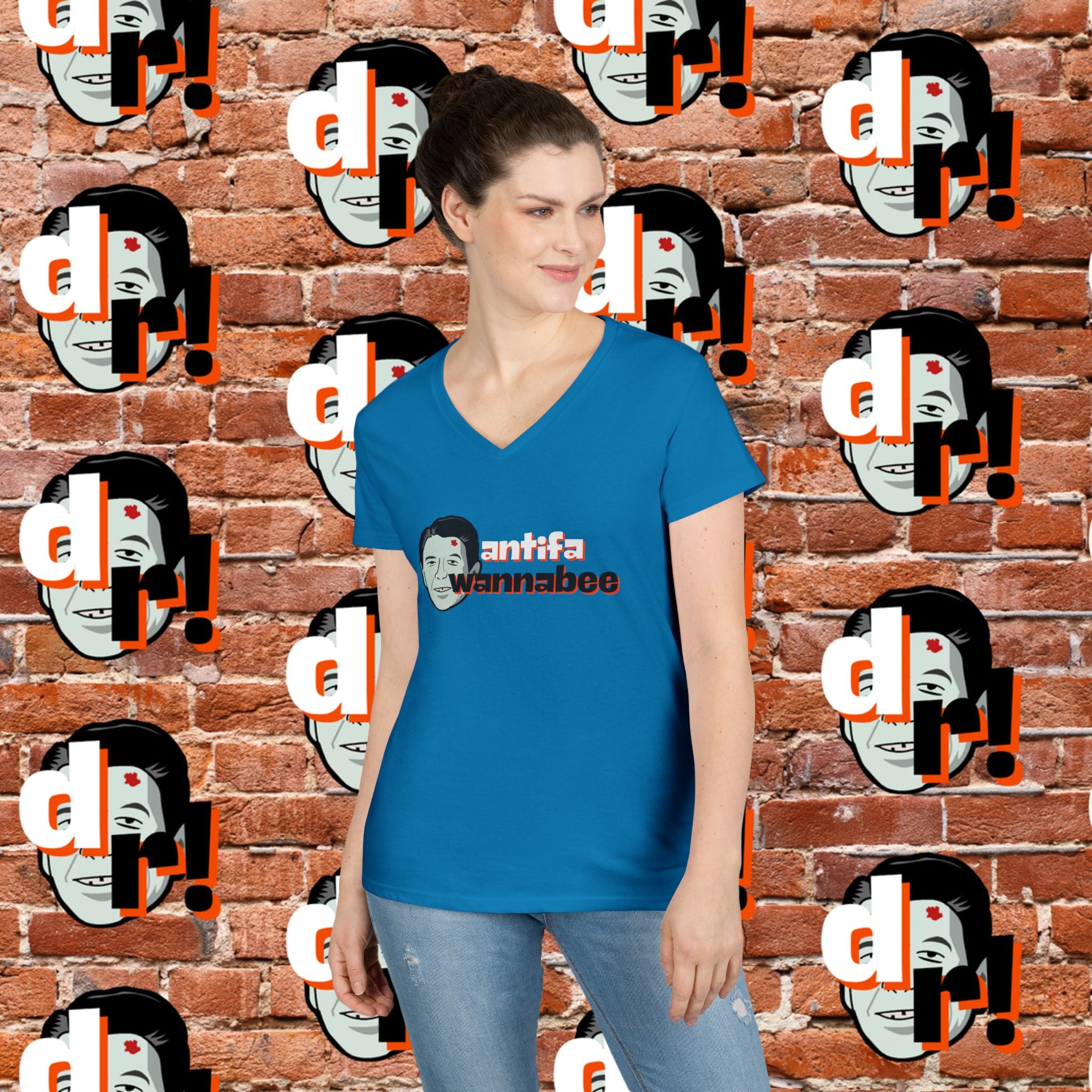Antifa Wannabee Ladies' V-Neck T-Shirt