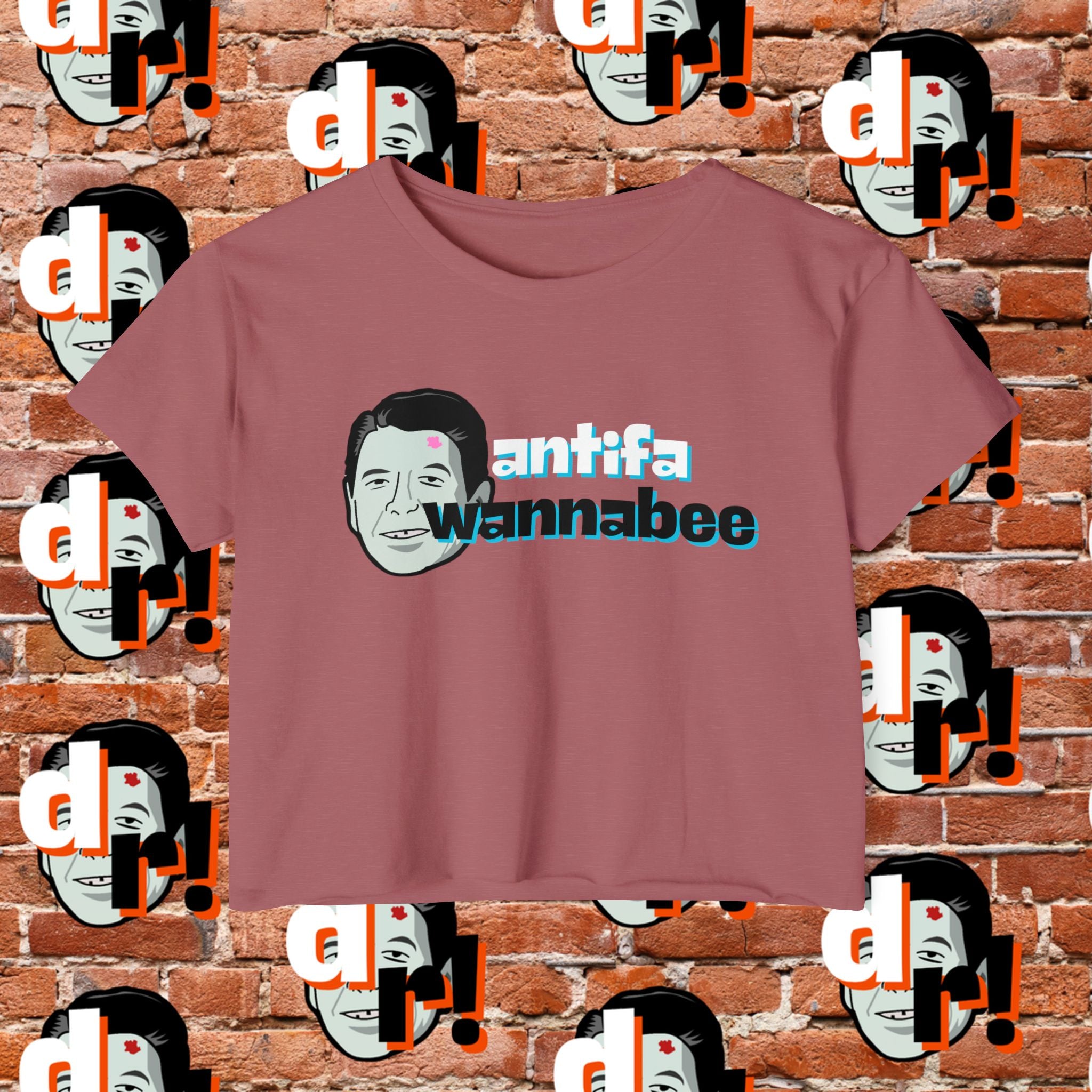 Antifa Wannabe Festival Crop Top (Teal Letter)