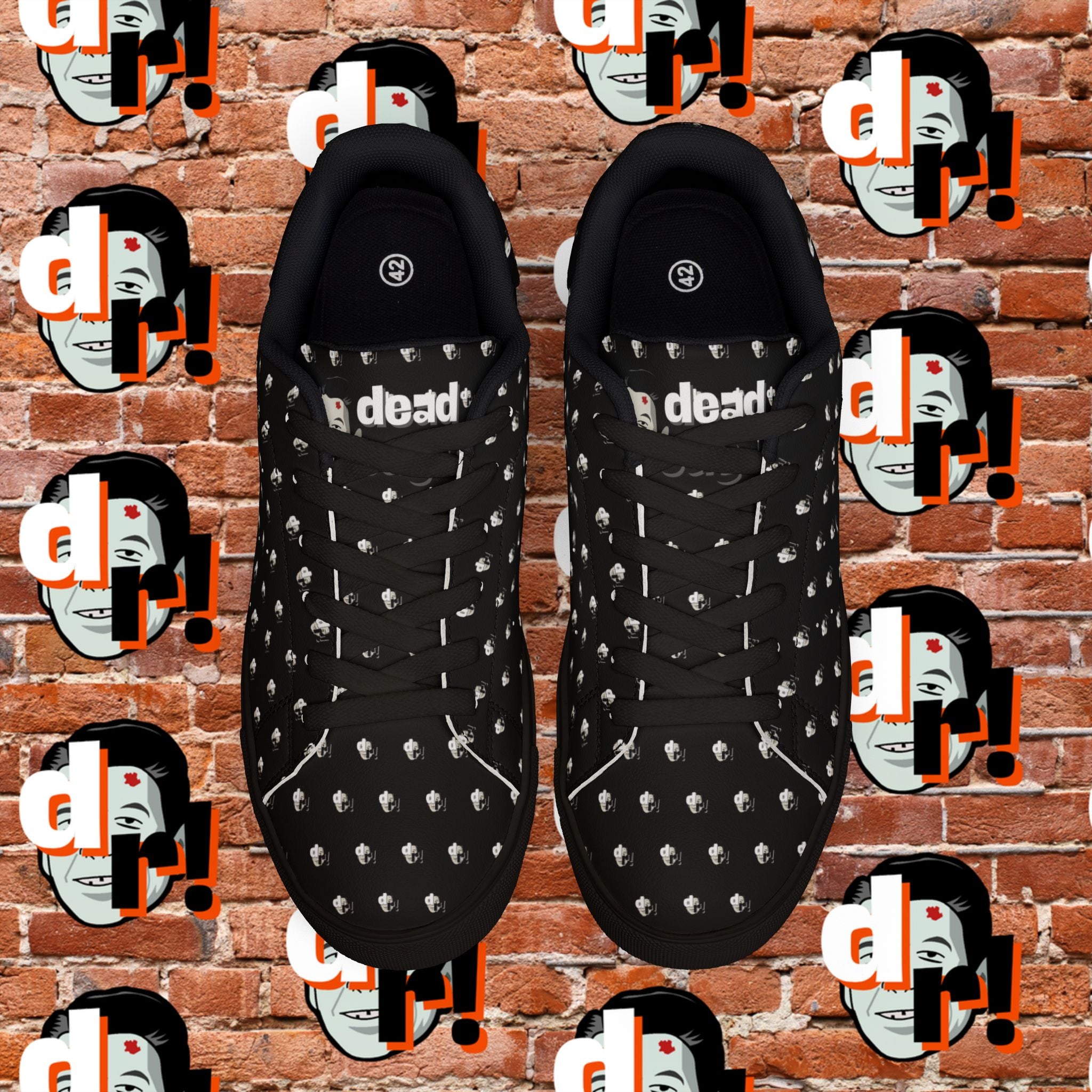 Dead Reagan Monogram All Over (Black) Men's Low-Top Pleather Sneakers