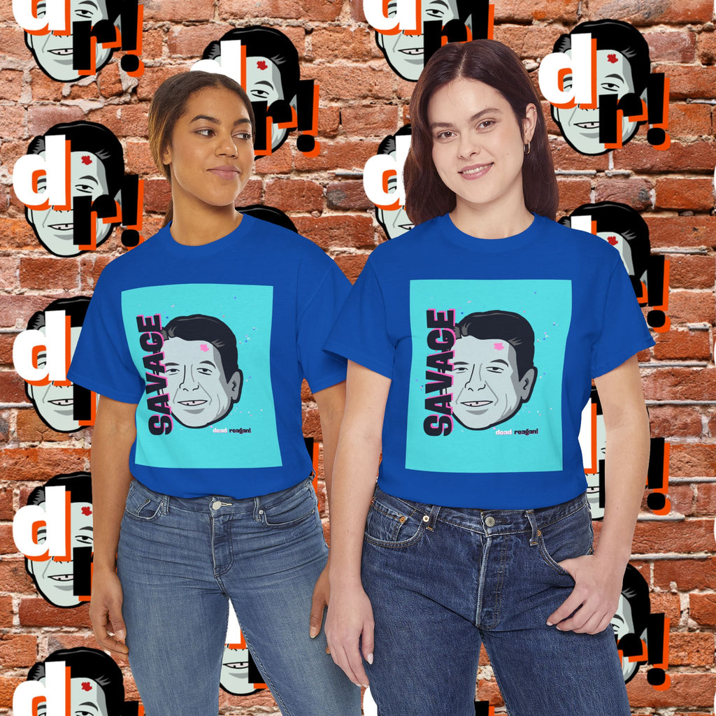 Savage Dead Reagan Graphic Tee Teal and Pink